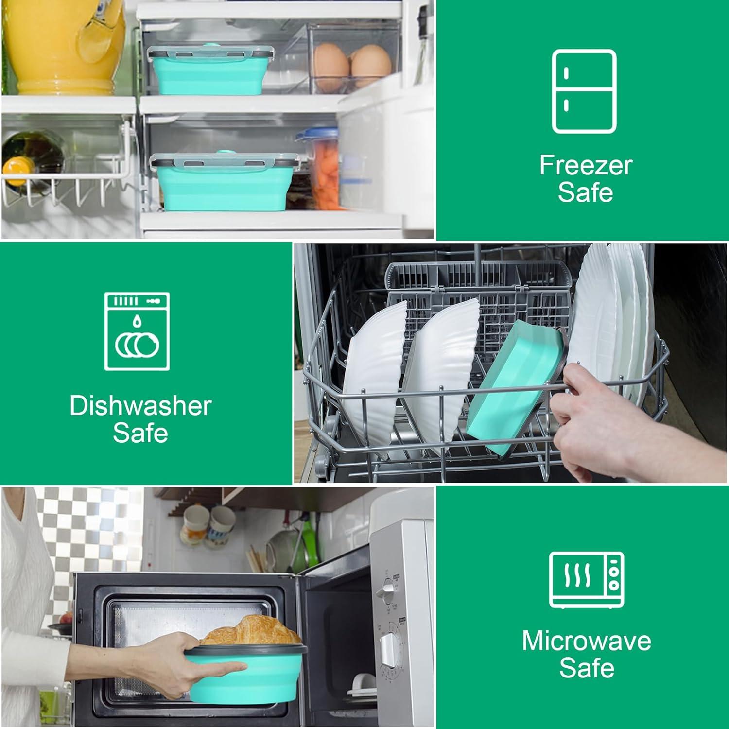 Paquete de 8 Contenedores Plegables de Silicona Sudaya 0.35-1.15 L