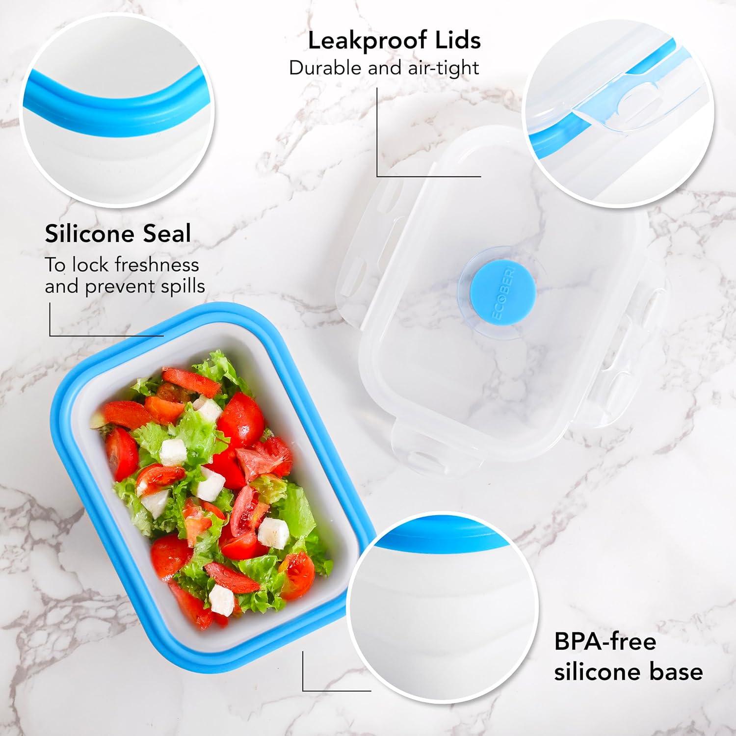 Set de 4 Contenedores Plegables Ecoberi 355ml Silicona BPA Free