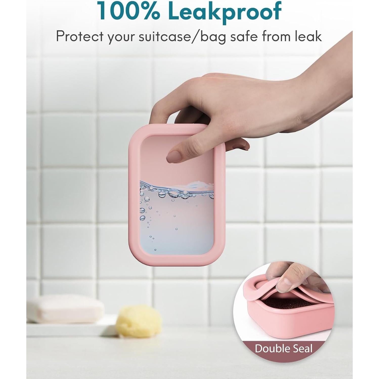 Funda de Jabón de Viaje Quatish Rosa a Prueba de Fugas