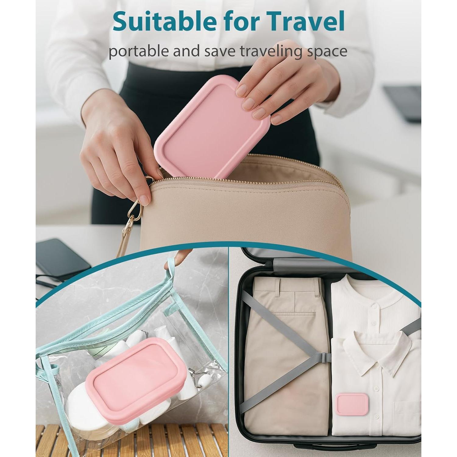 Funda de Jabón de Viaje Quatish Rosa a Prueba de Fugas