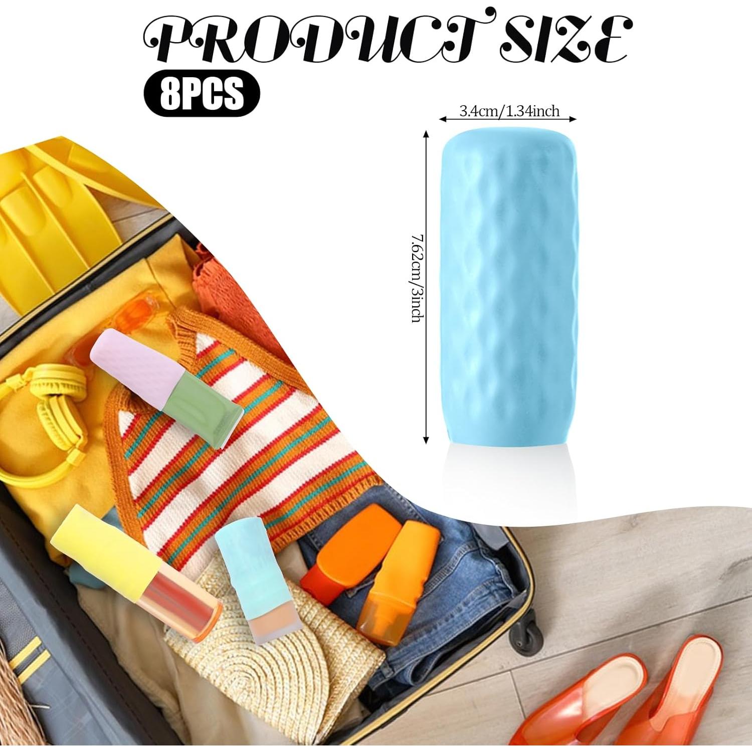 8 Fundas de Silicona para Botellas de Viaje a Prueba de Fugas