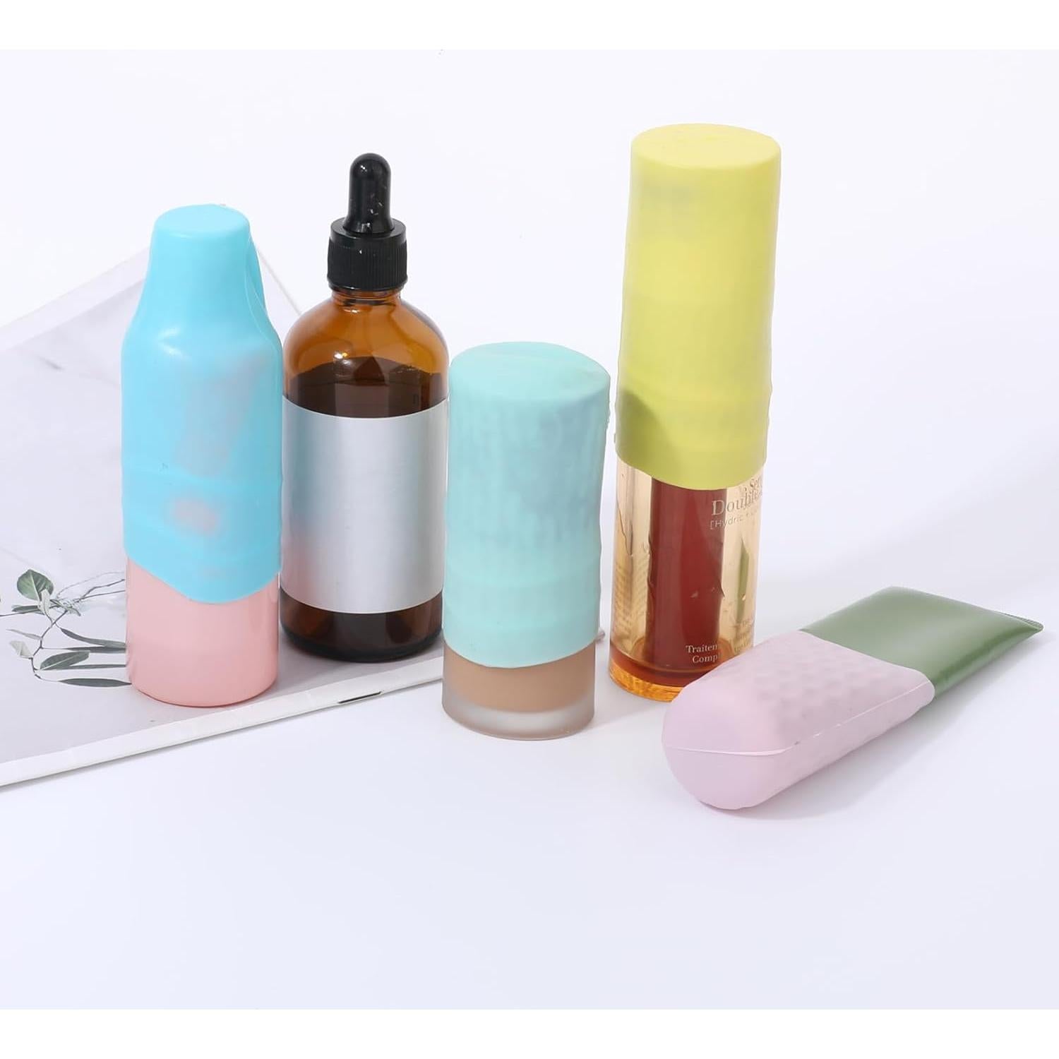 8 Fundas de Silicona para Botellas de Viaje a Prueba de Fugas