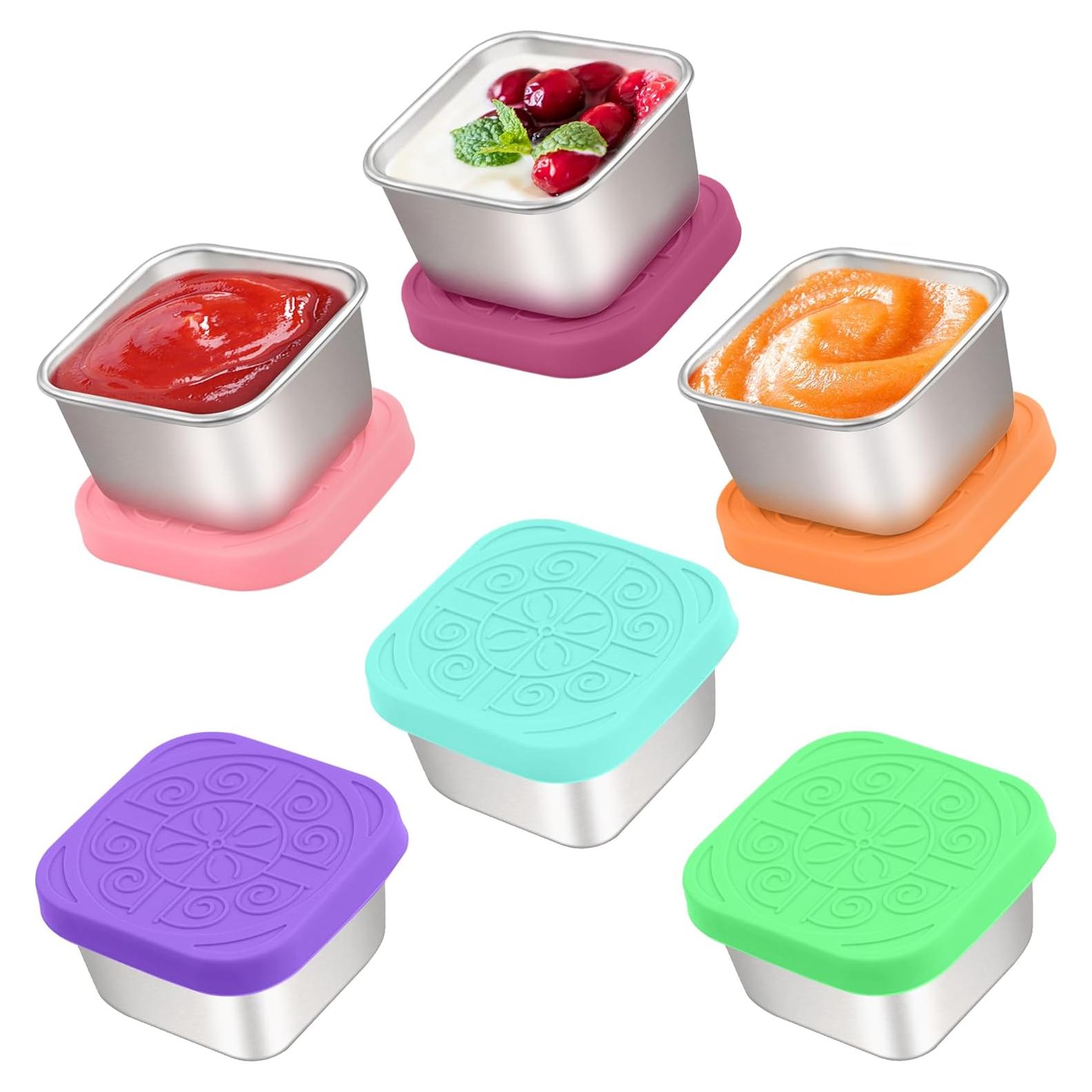 Contenedores de Aderezo Qukaka 2.7oz Cuadrados a Prueba de Fugas - 6 Piezas