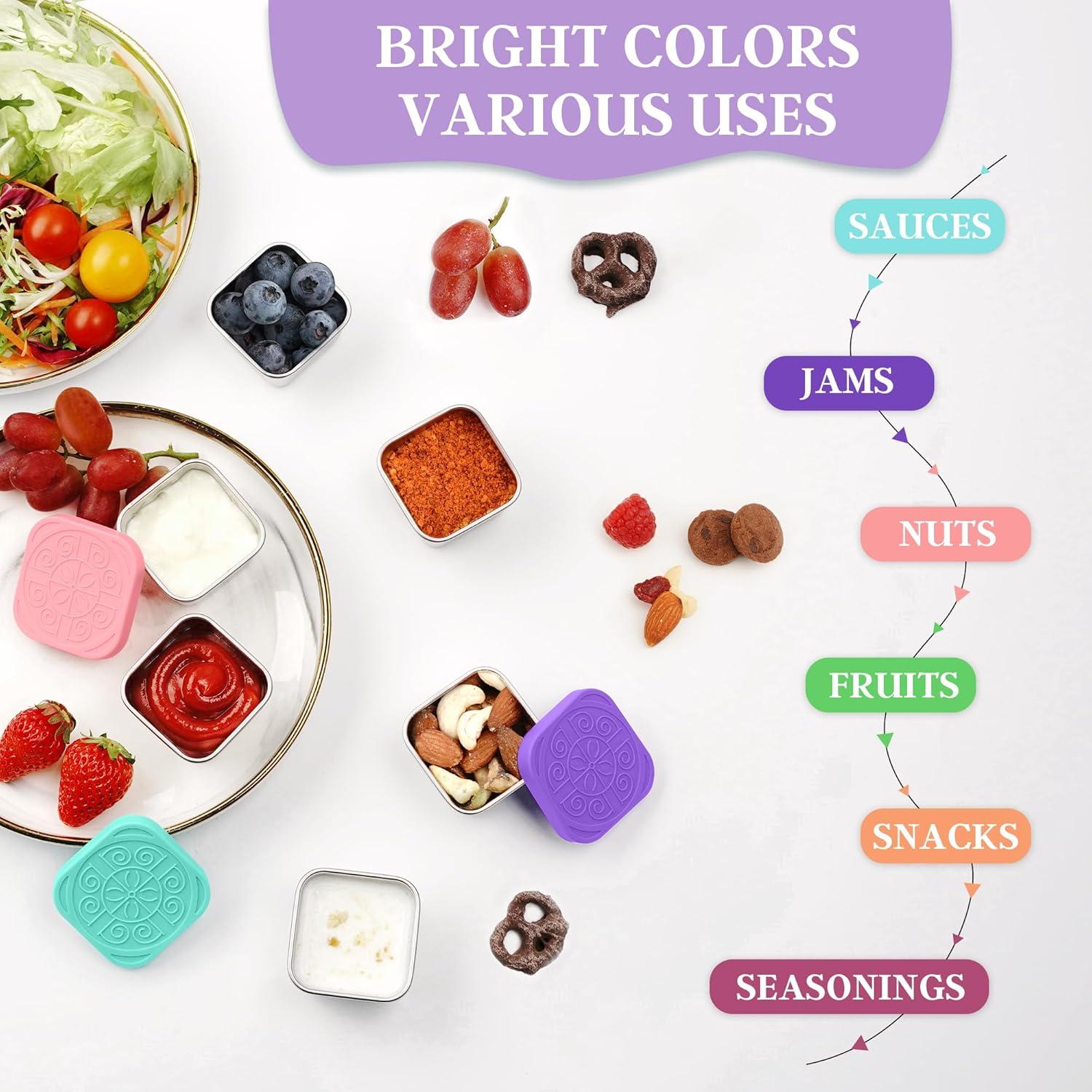 Contenedores de Aderezo Qukaka 2.7oz Cuadrados a Prueba de Fugas - 6 Piezas