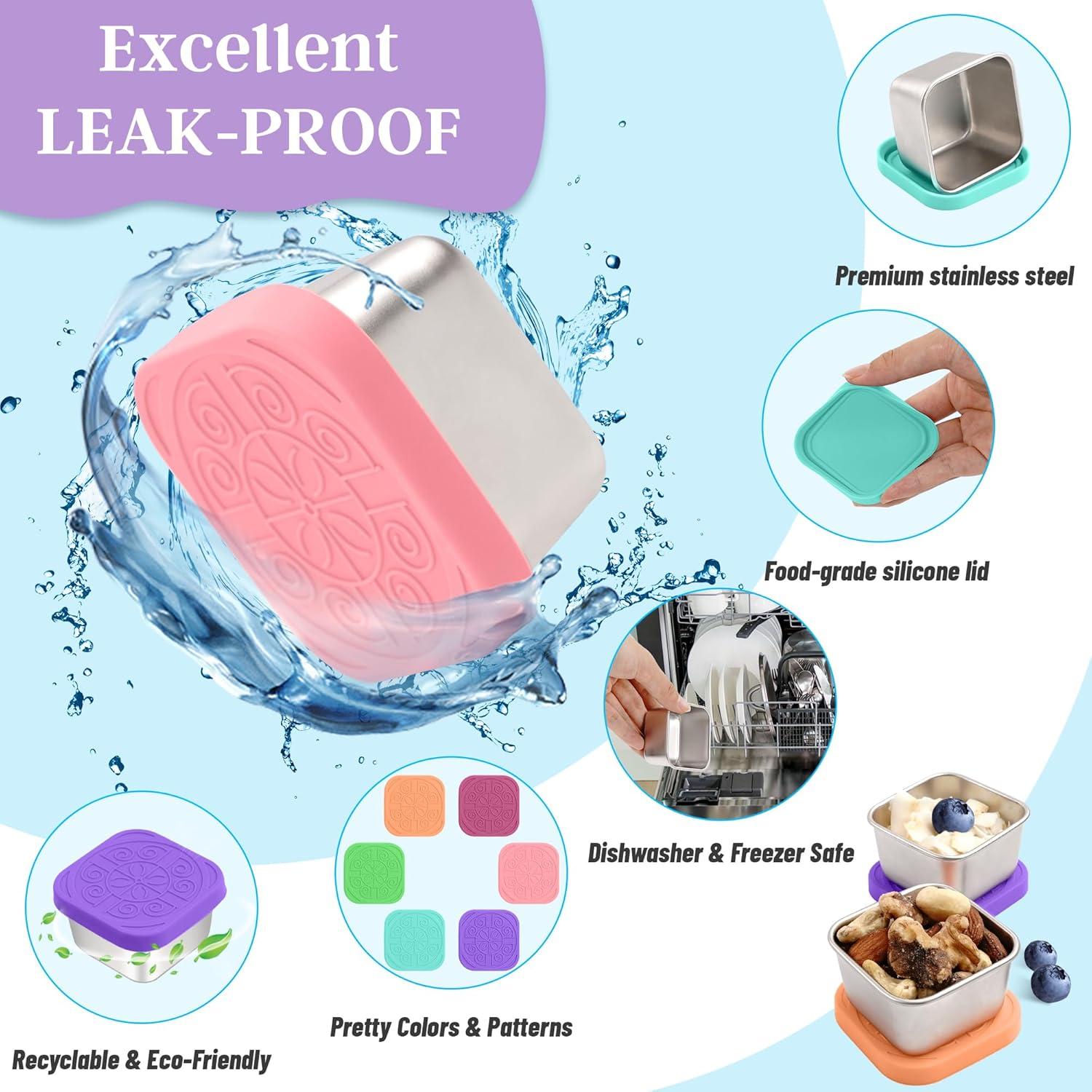 Contenedores de Aderezo Qukaka 2.7oz Cuadrados a Prueba de Fugas - 6 Piezas