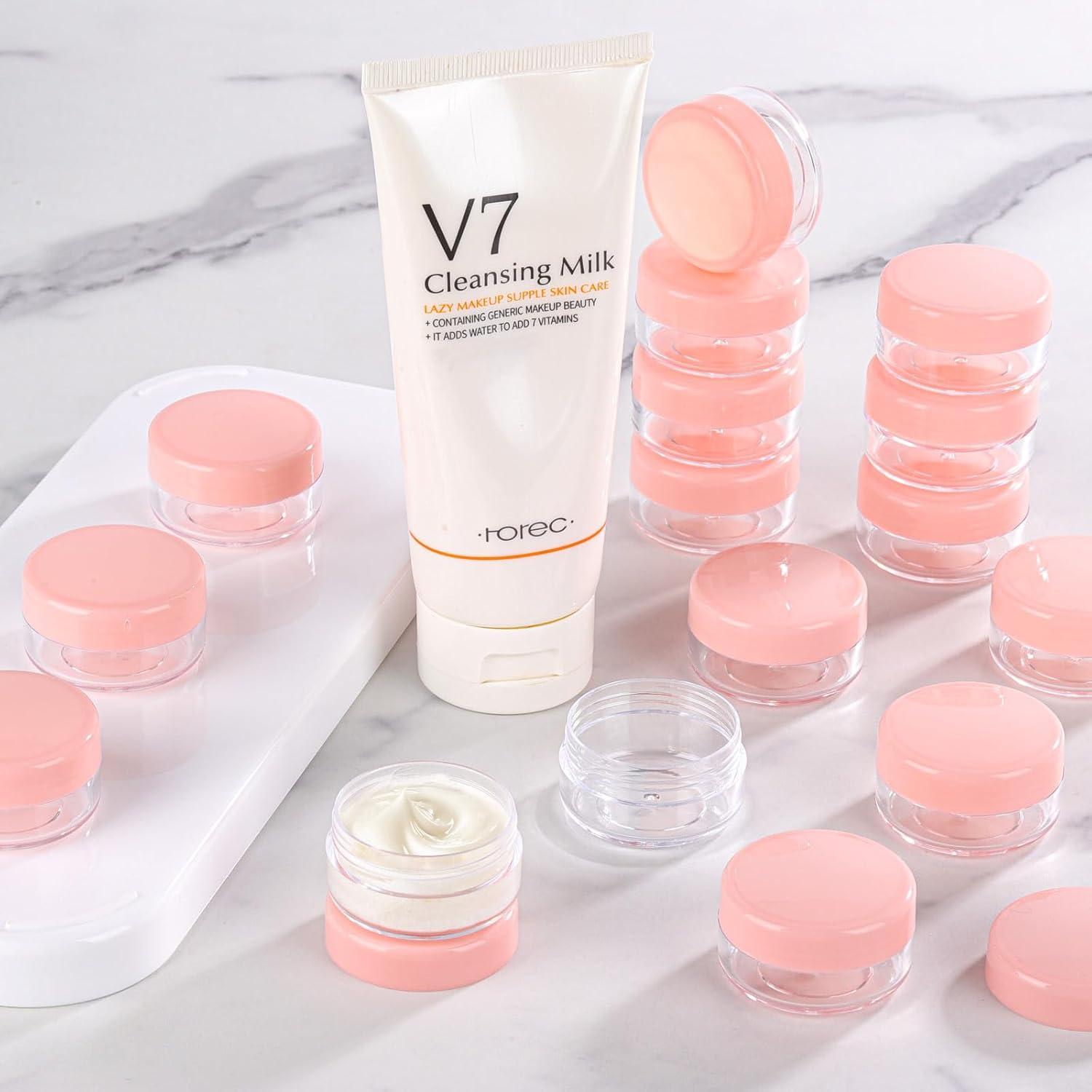 Tarros de Muestra Cosméticos Recargables BTYMS 100x10g Rosa