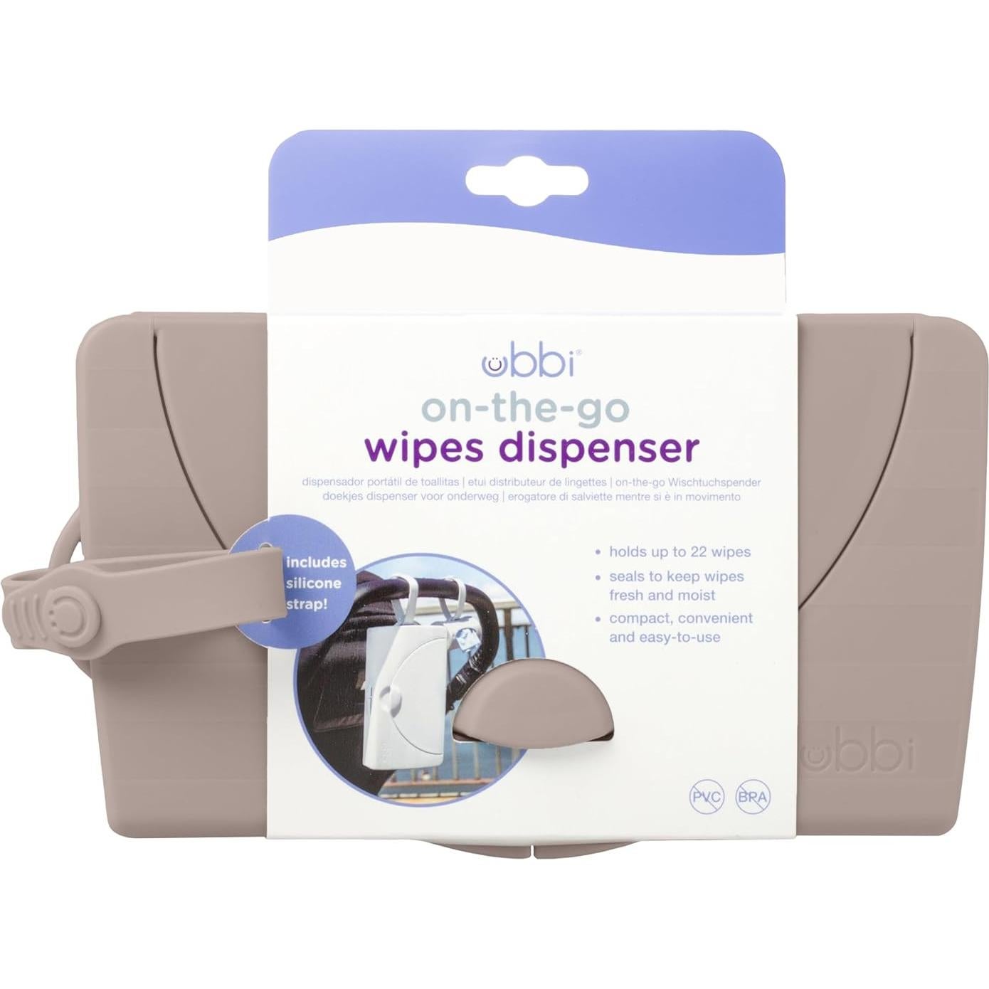 Dispensador de Toallitas Ubbi On-the-Go Taupe 22 Toallitas