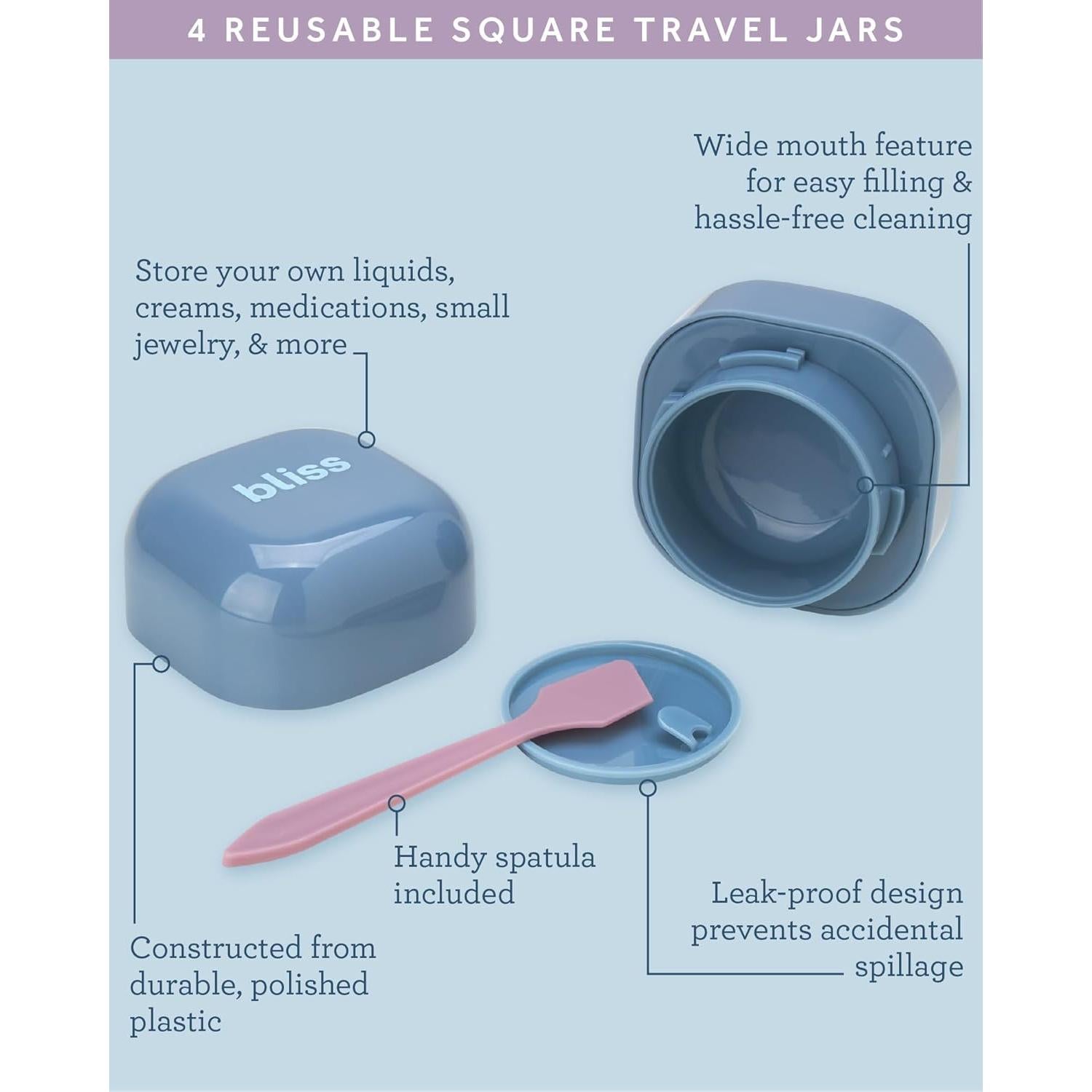 Juego de Tarros de Viaje Bliss - 4 Piezas 15g a Prueba de Fugas