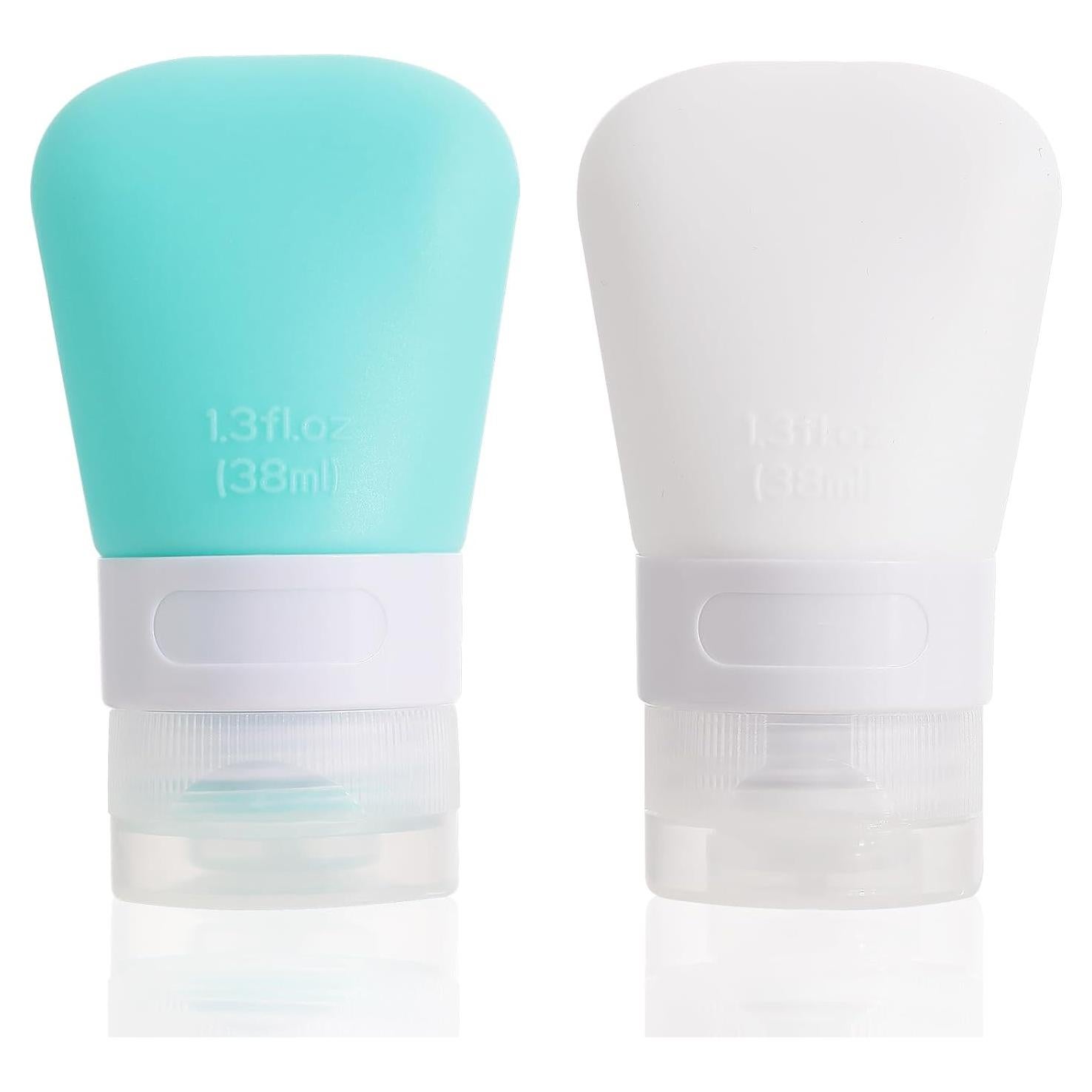 Paquete de 2 botellas de viaje de silicona 38ml Xthrotsenk