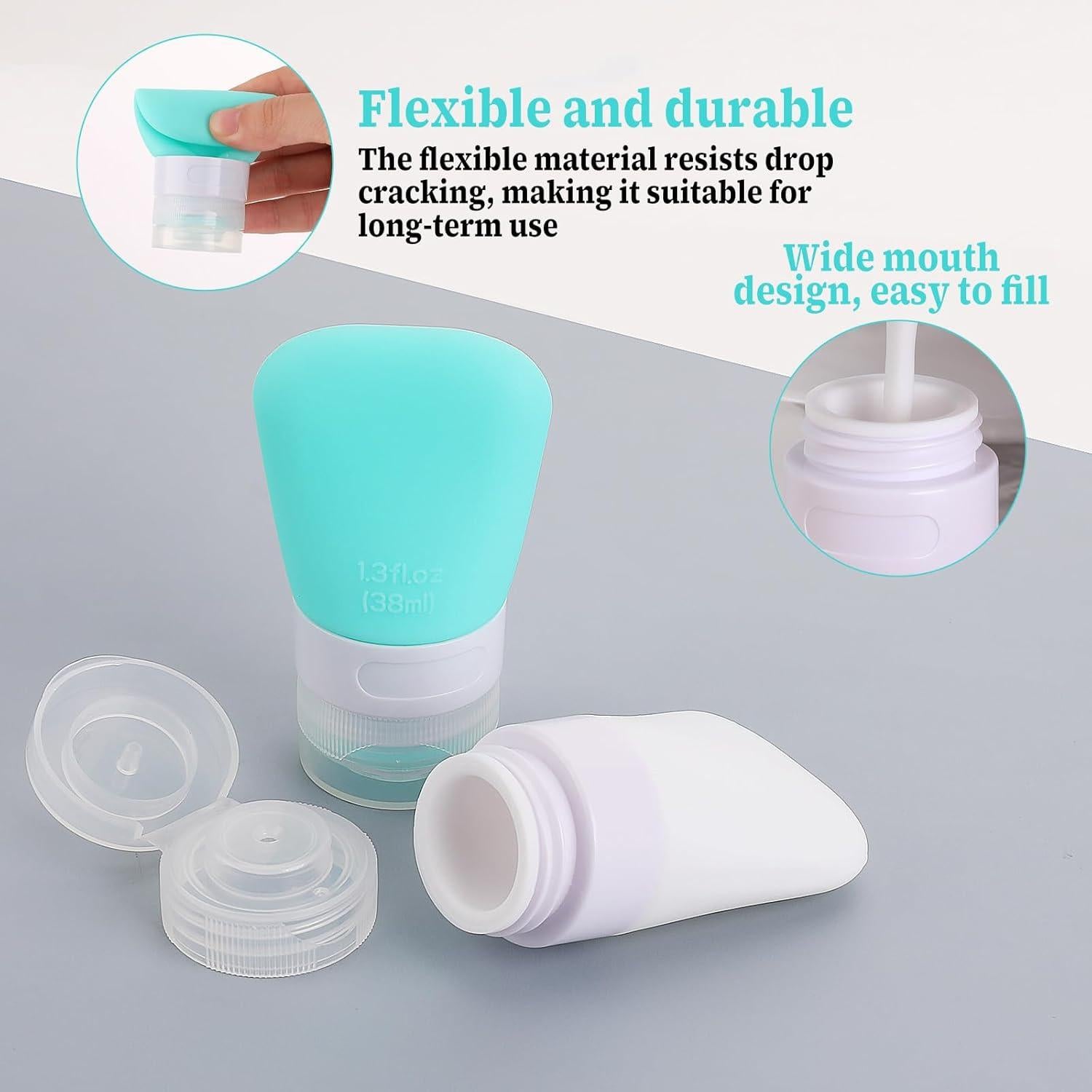 Paquete de 2 botellas de viaje de silicona 38ml Xthrotsenk