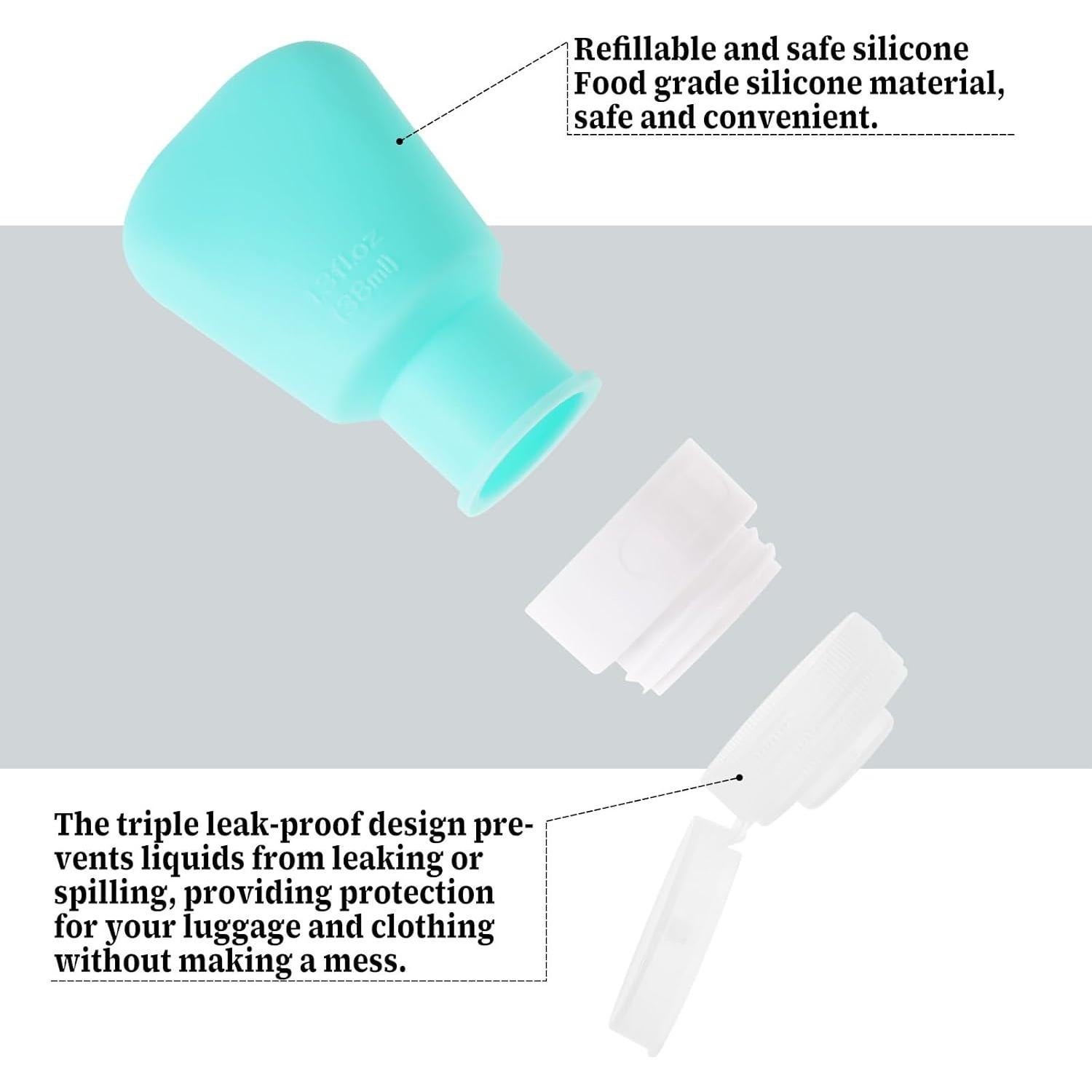 Paquete de 2 botellas de viaje de silicona 38ml Xthrotsenk