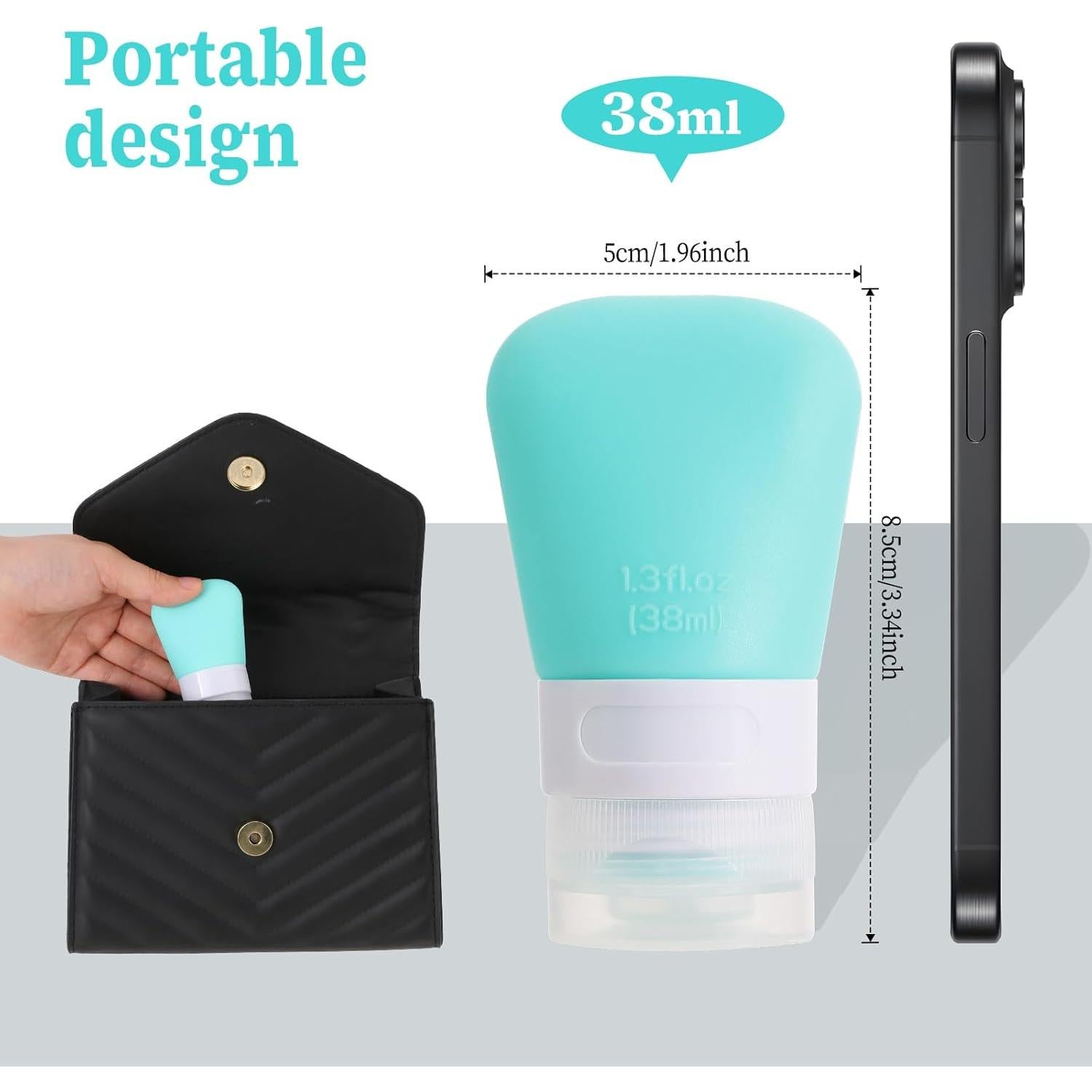 Paquete de 2 botellas de viaje de silicona 38ml Xthrotsenk