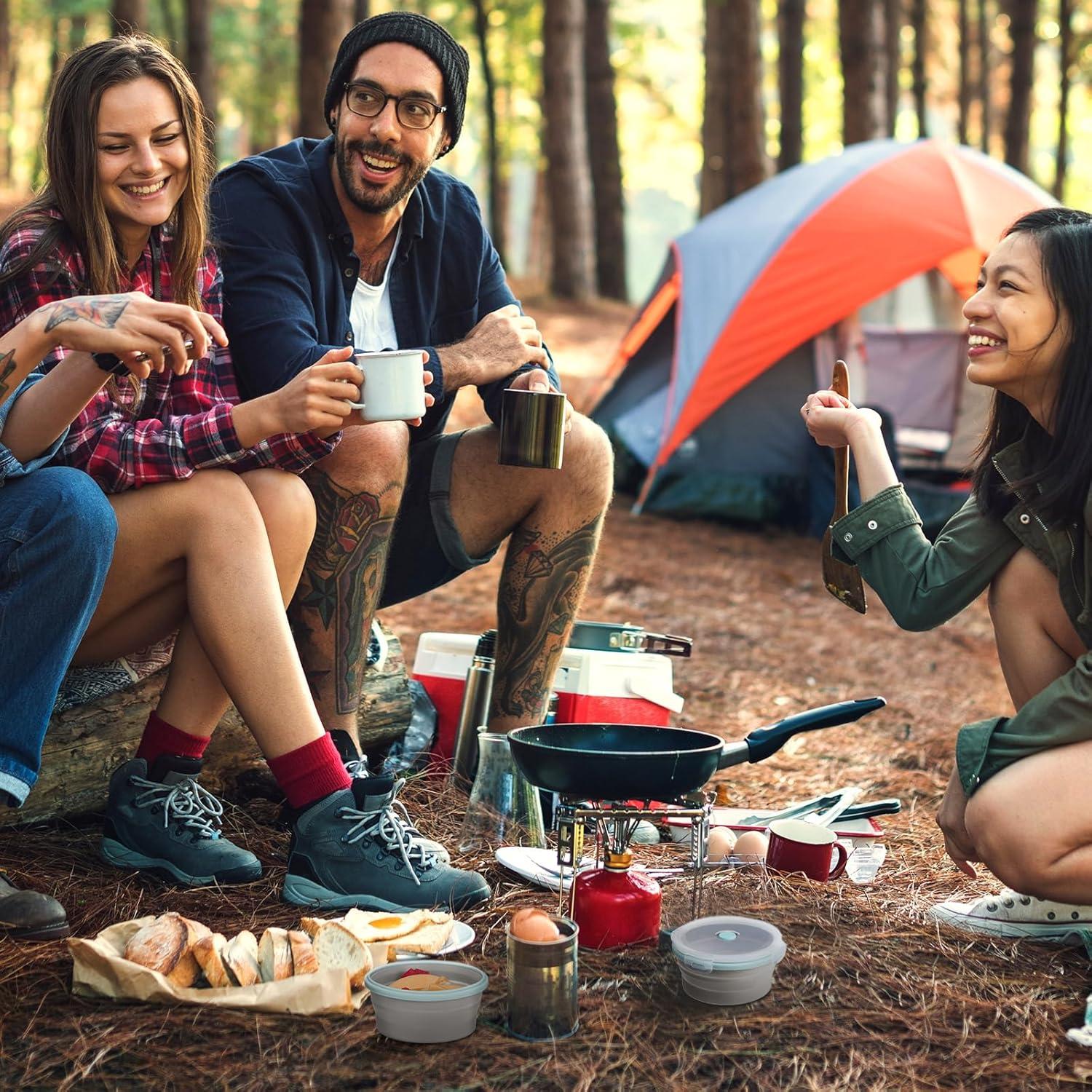 Tazones de Camping Suclain 4 Pcs Silicona Colapsable 350 ml