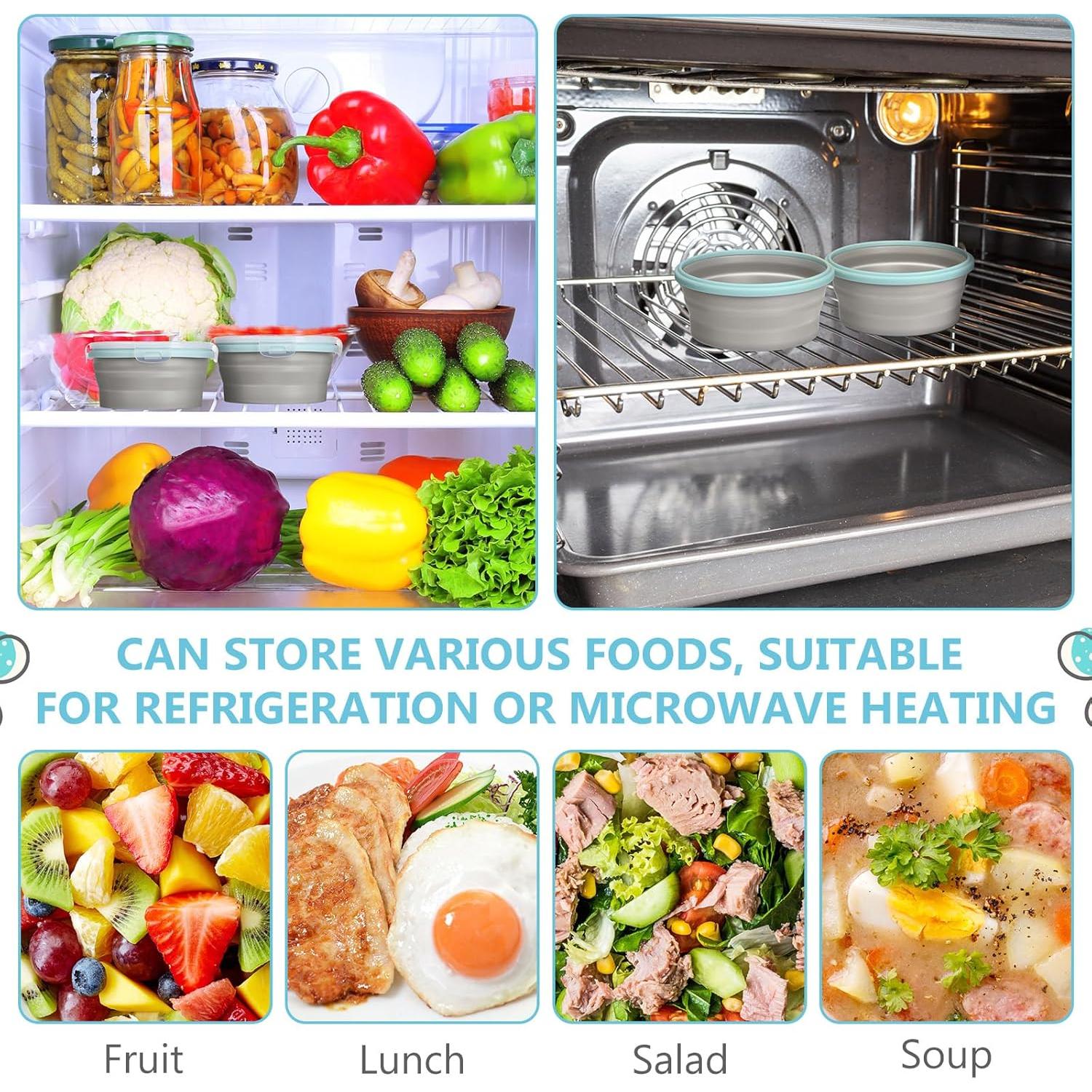 Tazones de Camping Suclain 4 Pcs Silicona Colapsable 350 ml