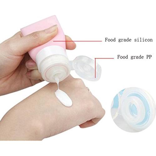 Set 3 Botellas de Silicona Rosa 37ml 60ml 80ml Viaje Cosméticos