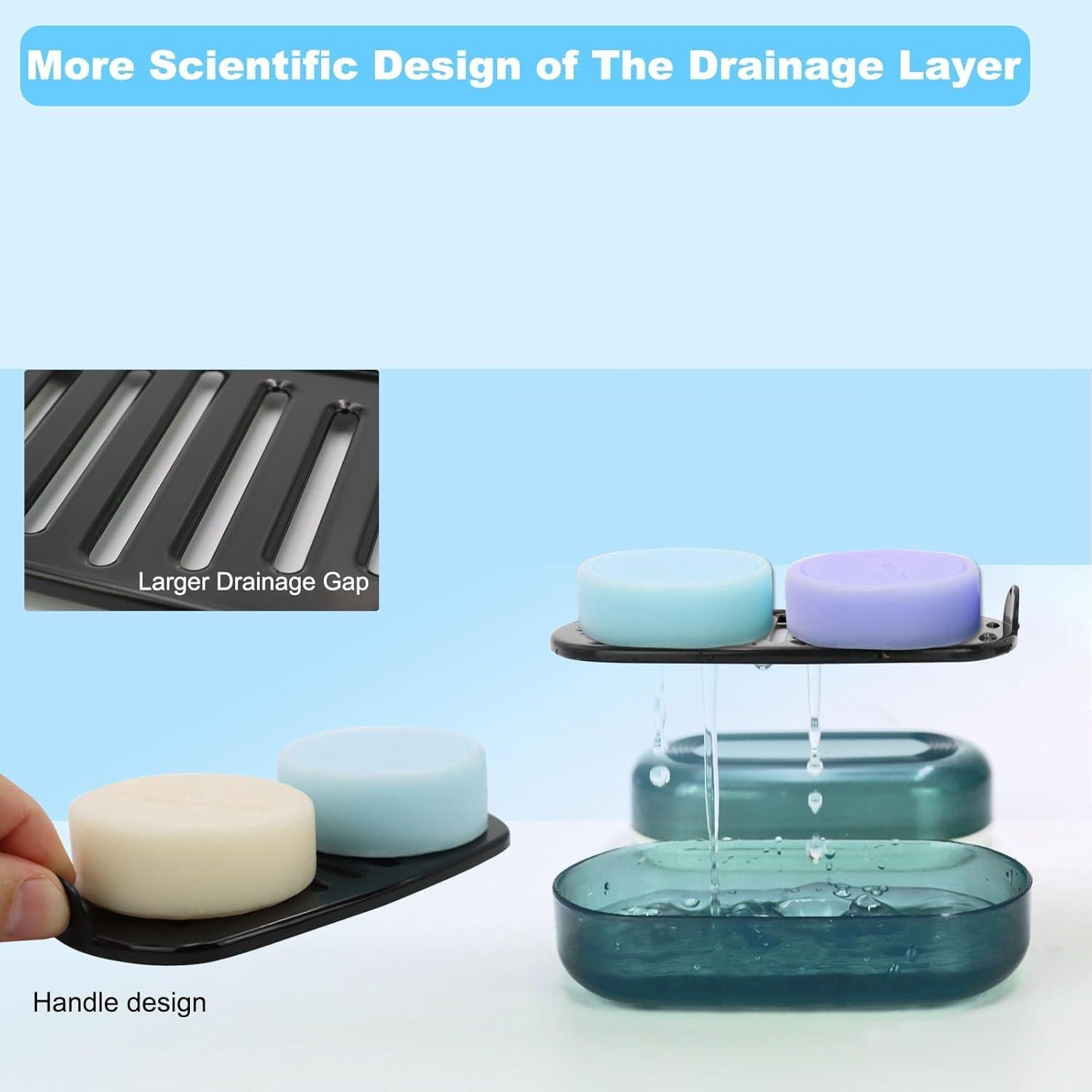 Soporte de Jabón HAYSNA Grande con Drenaje - Azul