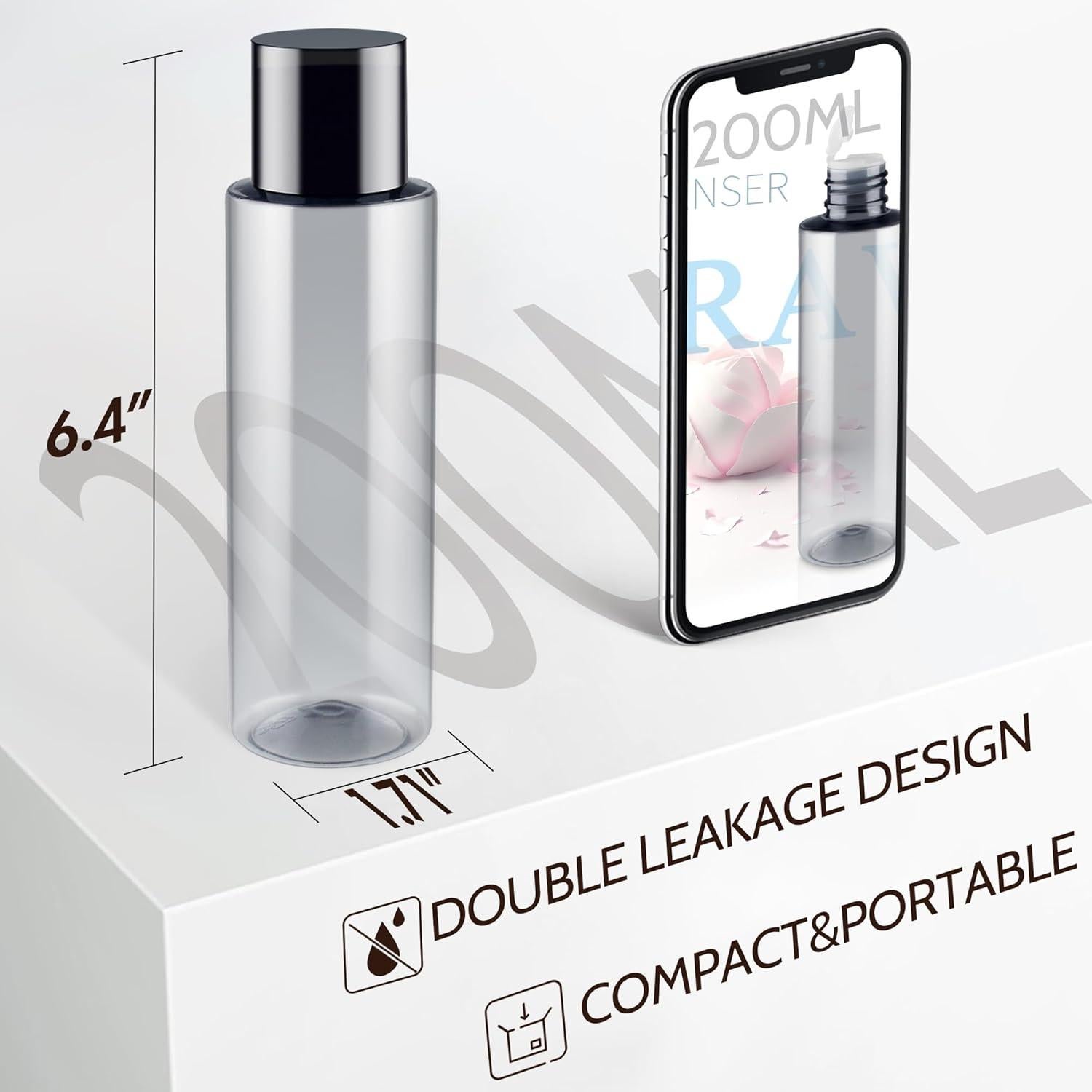 Botellas de Viaje Reutilizables ZEJIA 200ml 3 Piezas Gris