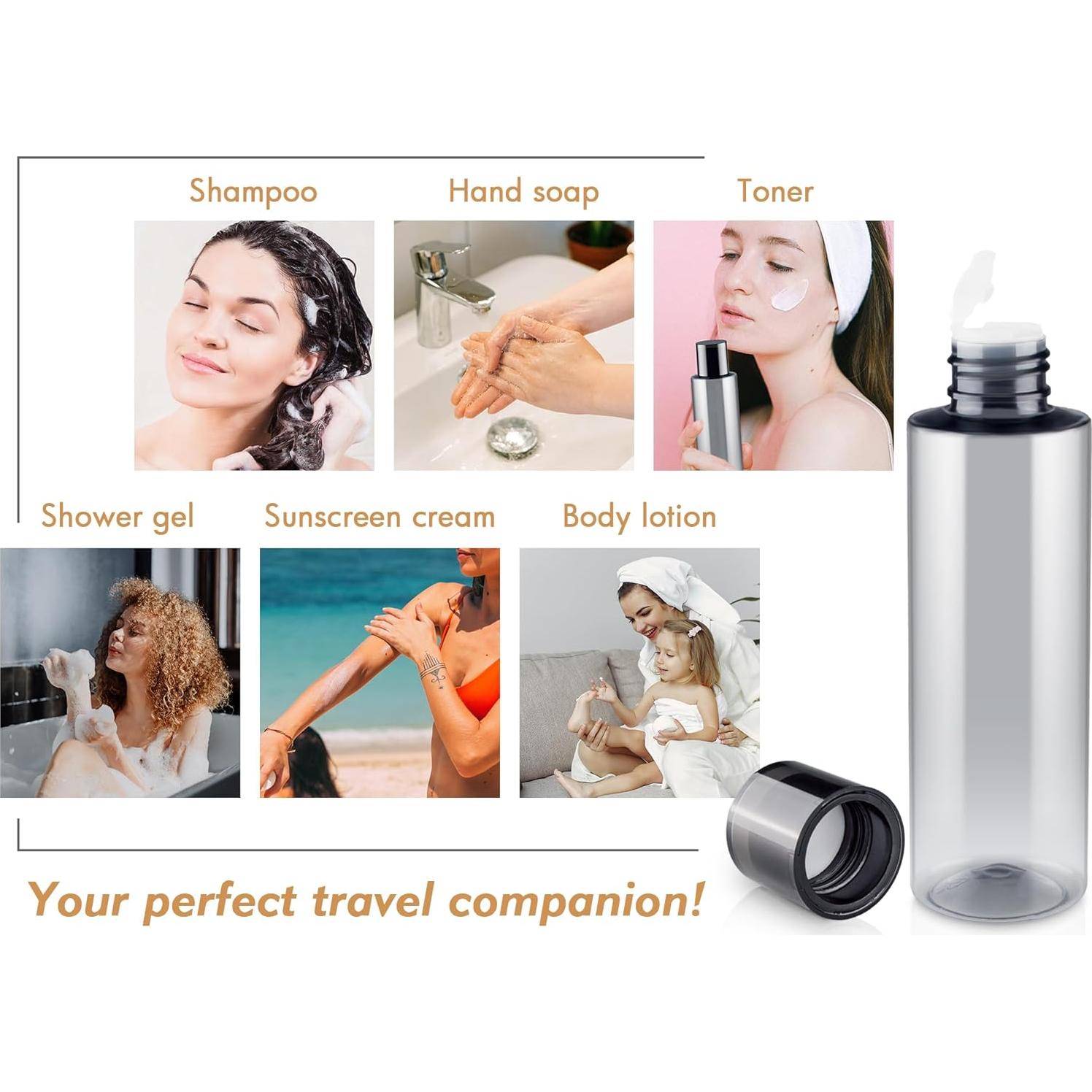 Botellas de Viaje Reutilizables ZEJIA 200ml 3 Piezas Gris