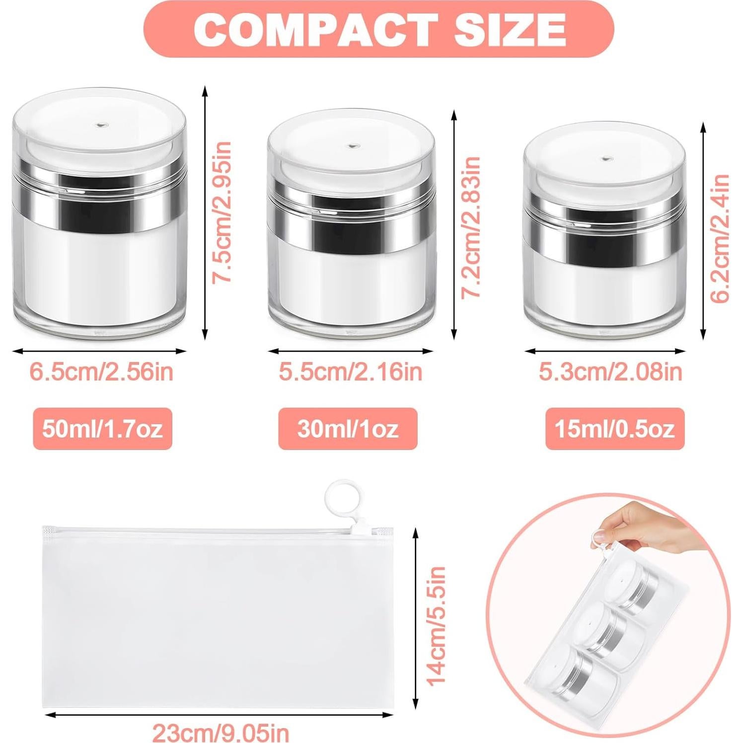 Tarros de bomba sin aire Sonfon - 3 tamaños para cosméticos