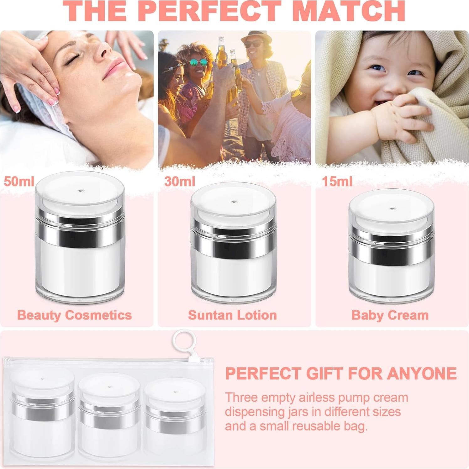 Tarros de bomba sin aire Sonfon - 3 tamaños para cosméticos