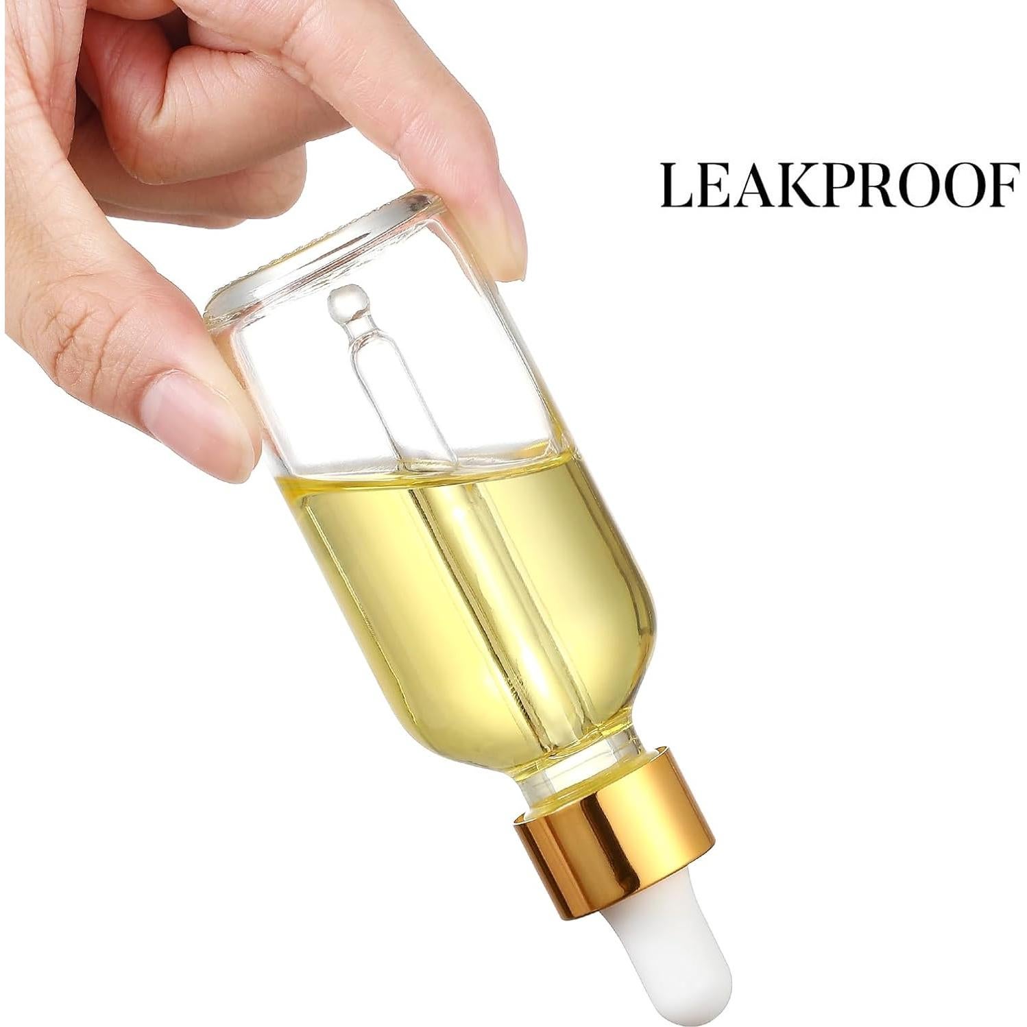 AOZITA 4 Botellas de Goteo de Vidrio 30ml con Tapa Dorada