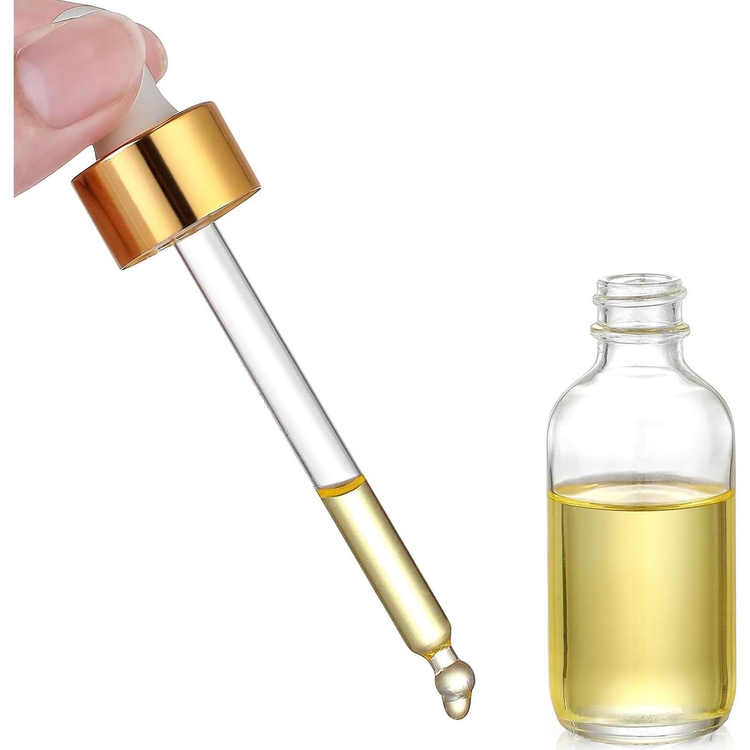 AOZITA 4 Botellas de Goteo de Vidrio 30ml con Tapa Dorada