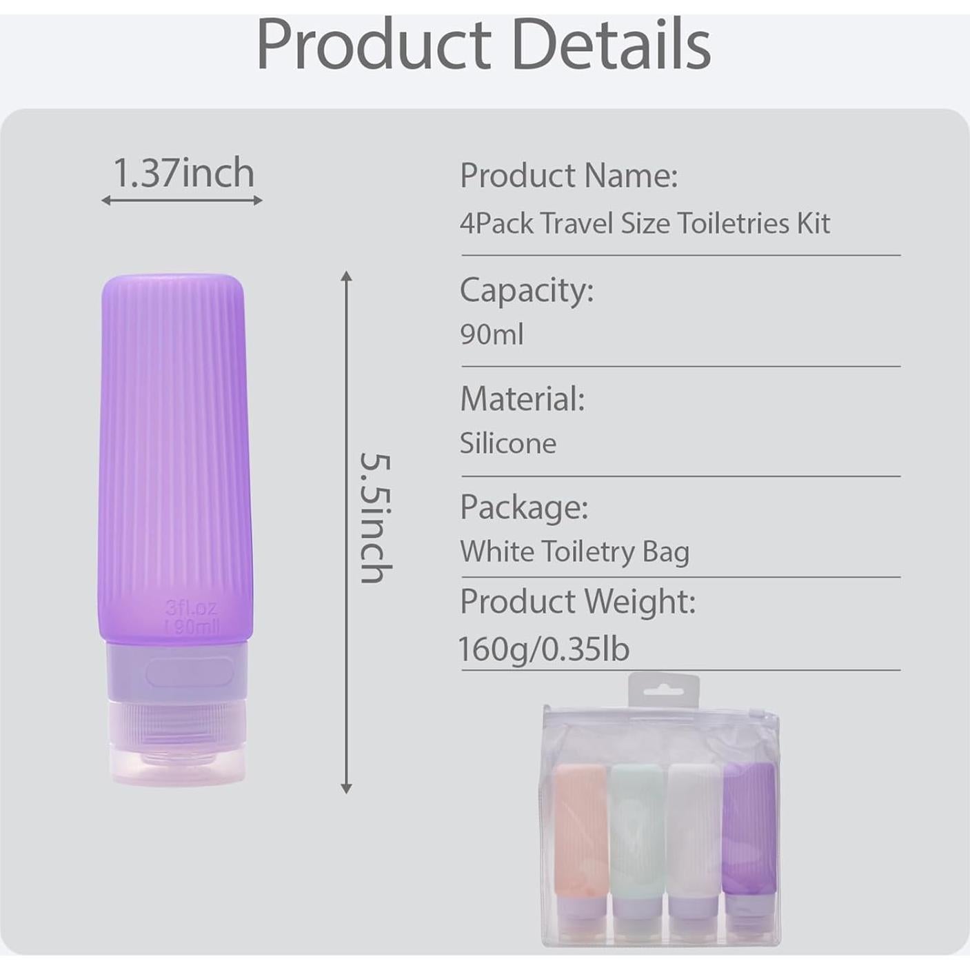 Botellas de viaje recargables AwA HoDoMi 90ml a prueba de fugas