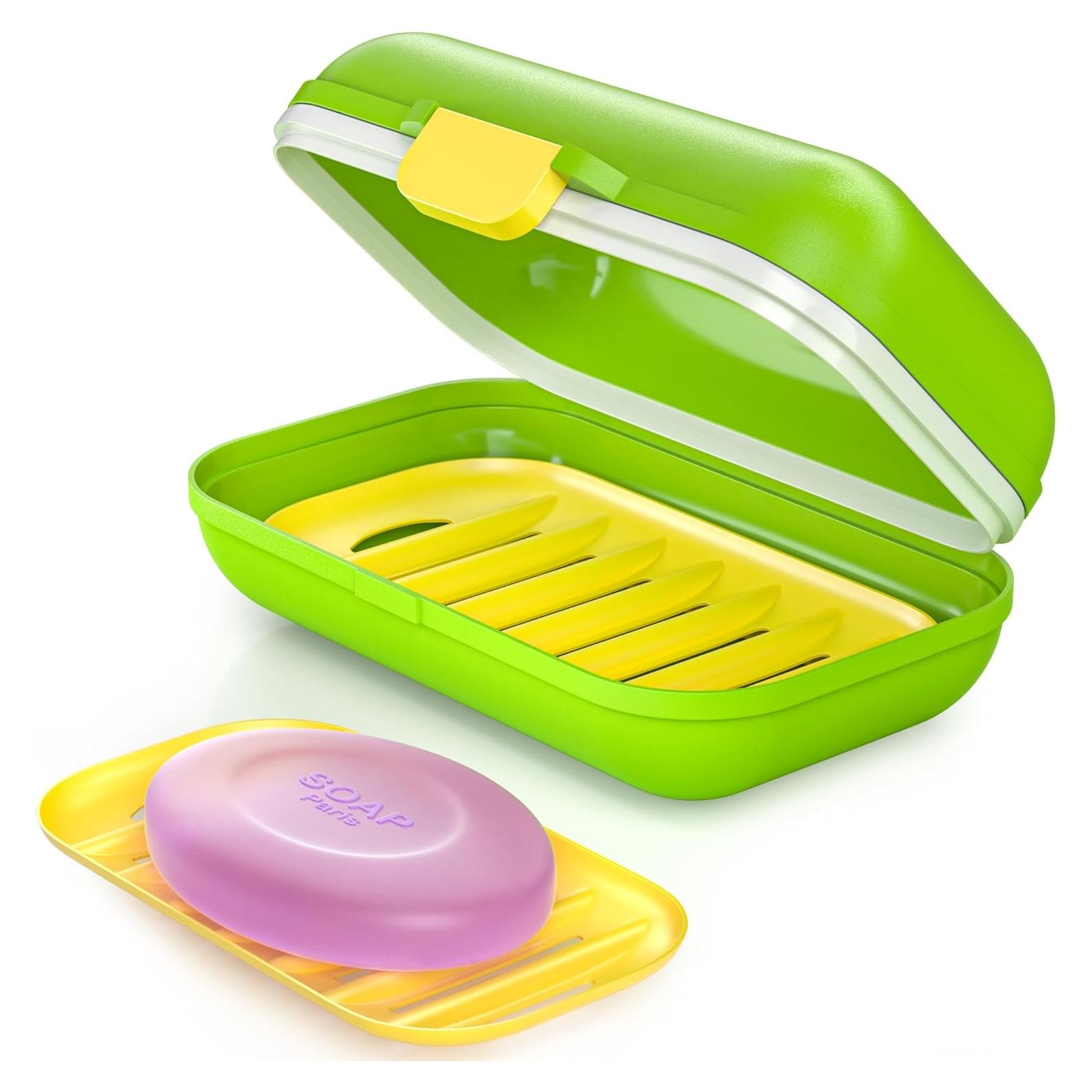 Contenedor de Jabón de Viaje CRKIOB Verde a Prueba de Fugas