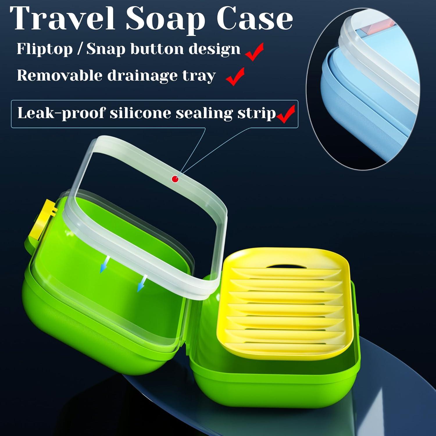 Contenedor de Jabón de Viaje CRKIOB Verde a Prueba de Fugas