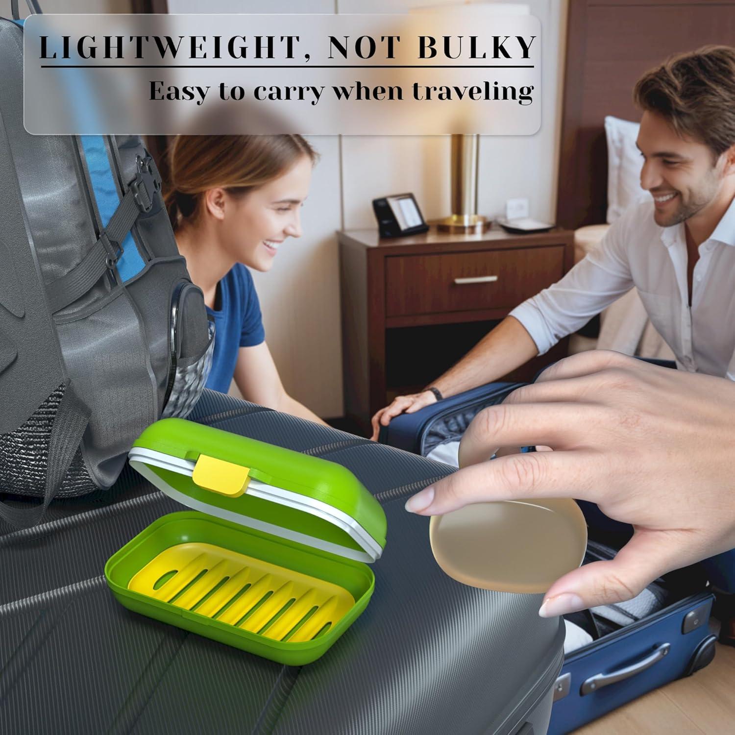 Contenedor de Jabón de Viaje CRKIOB Verde a Prueba de Fugas