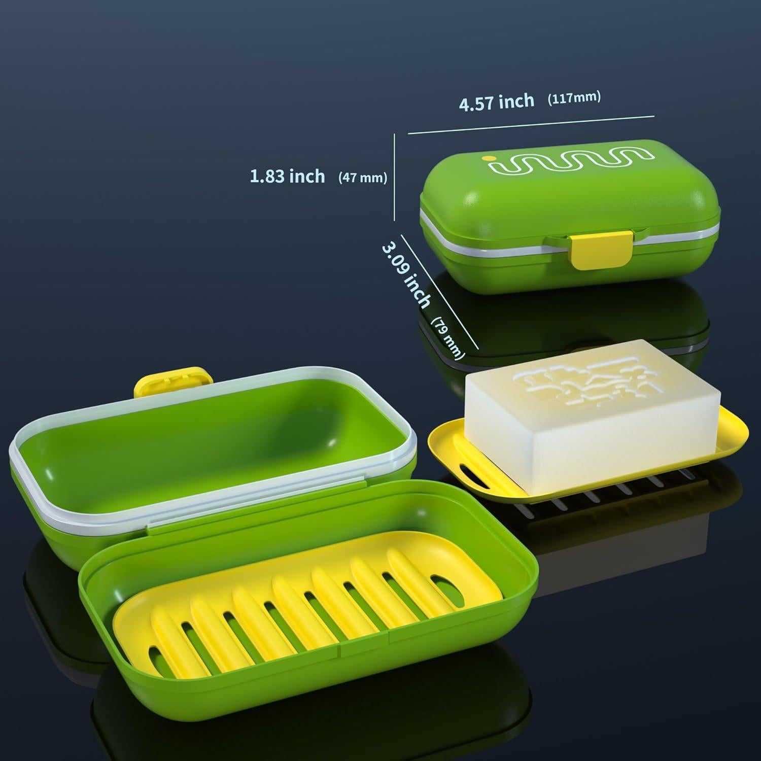 Contenedor de Jabón de Viaje CRKIOB Verde a Prueba de Fugas