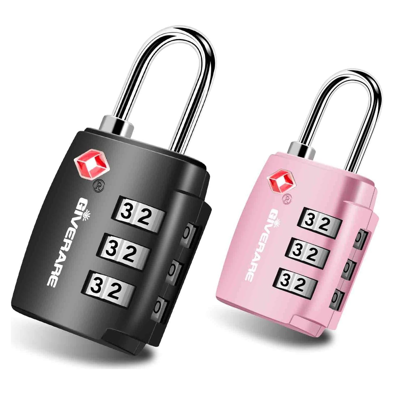 2 Candados de Equipaje GIVERARE TSA-551 Combinación 3 Dígitos