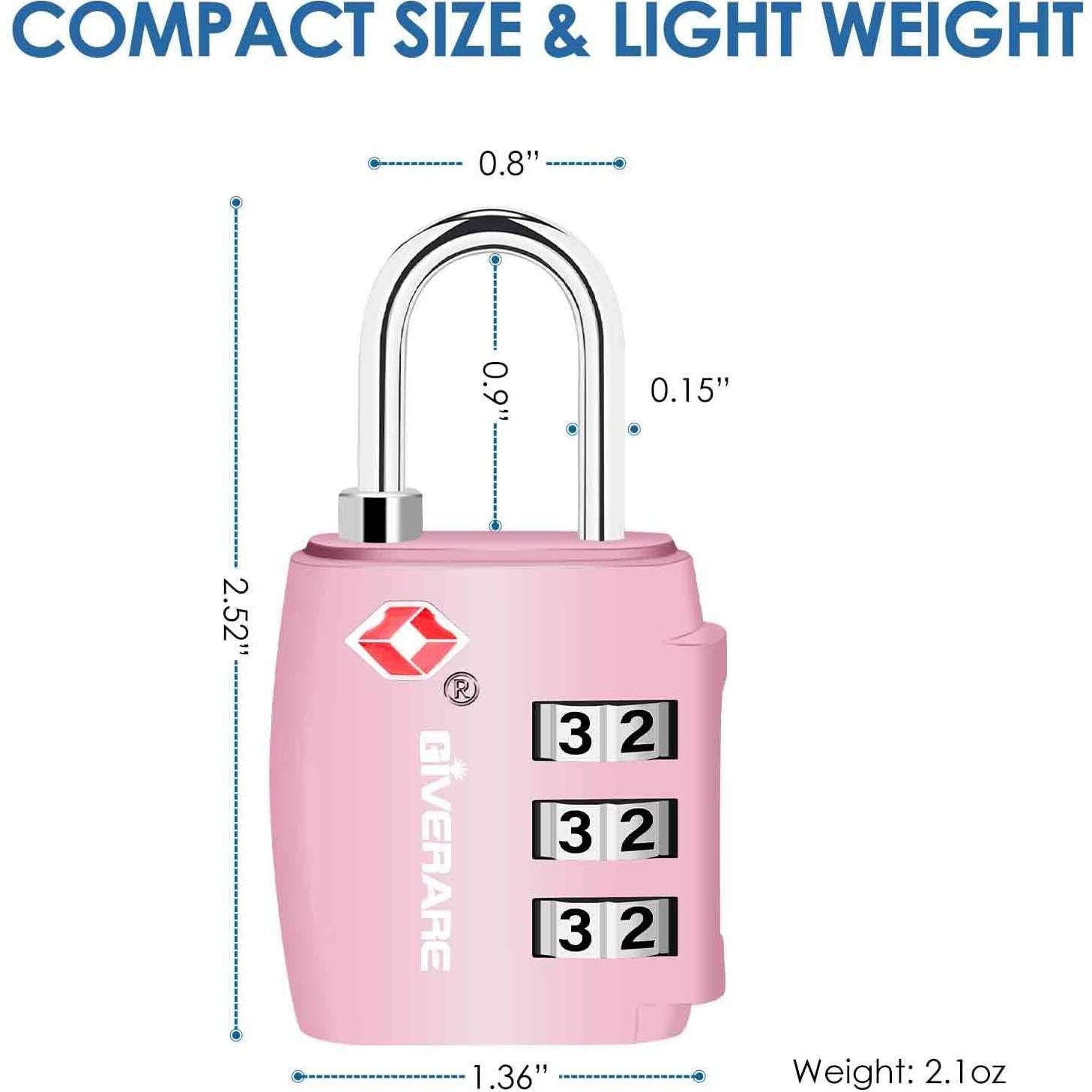 2 Candados de Equipaje GIVERARE TSA-551 Combinación 3 Dígitos