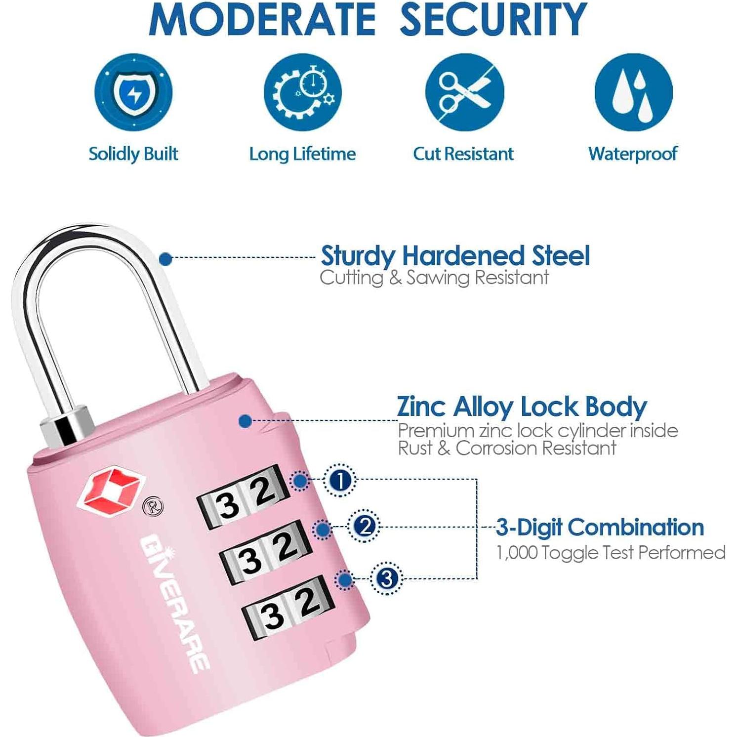 2 Candados de Equipaje GIVERARE TSA-551 Combinación 3 Dígitos