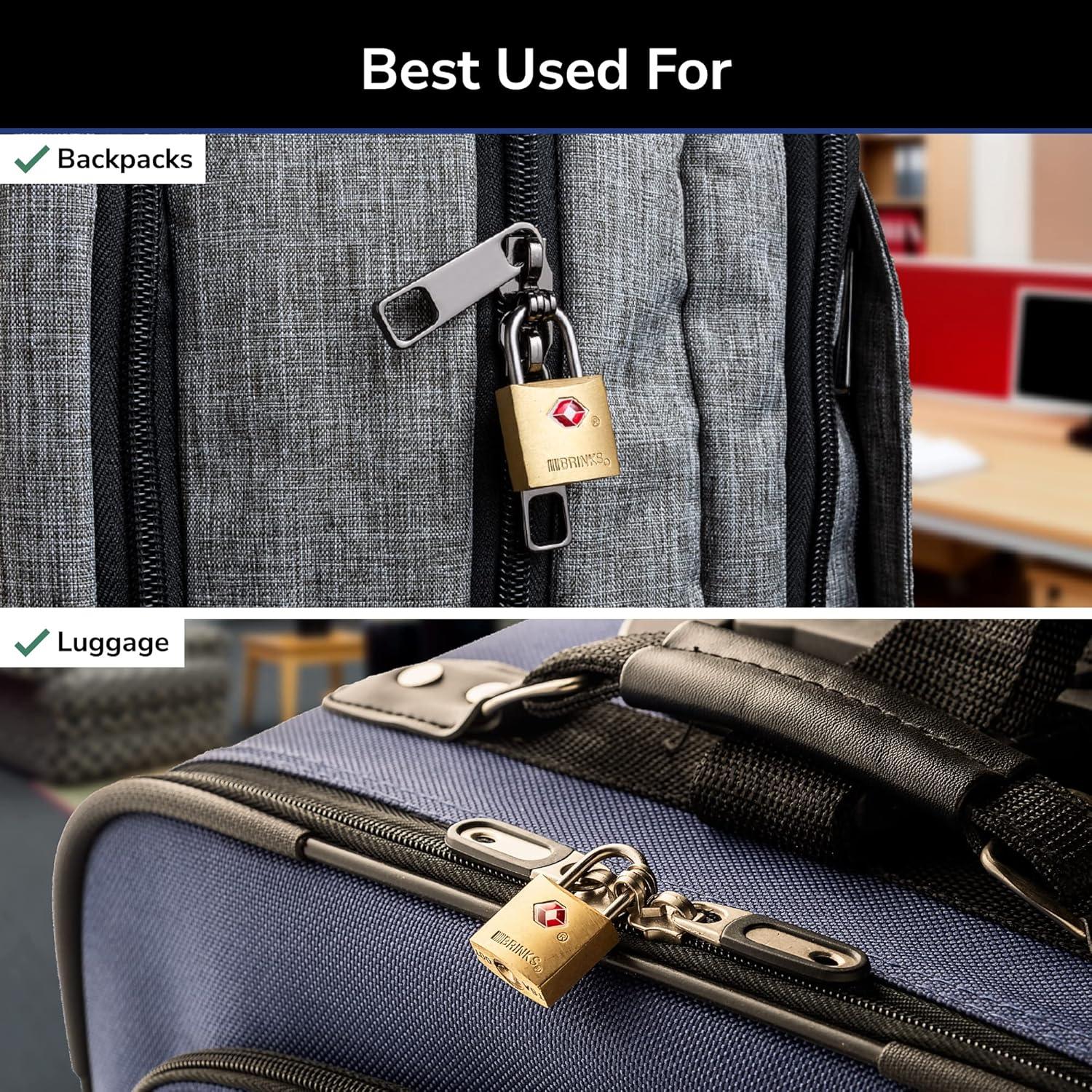 Candado TSA BRINKS 22mm Latón Sólido Niquelado Paquete 4