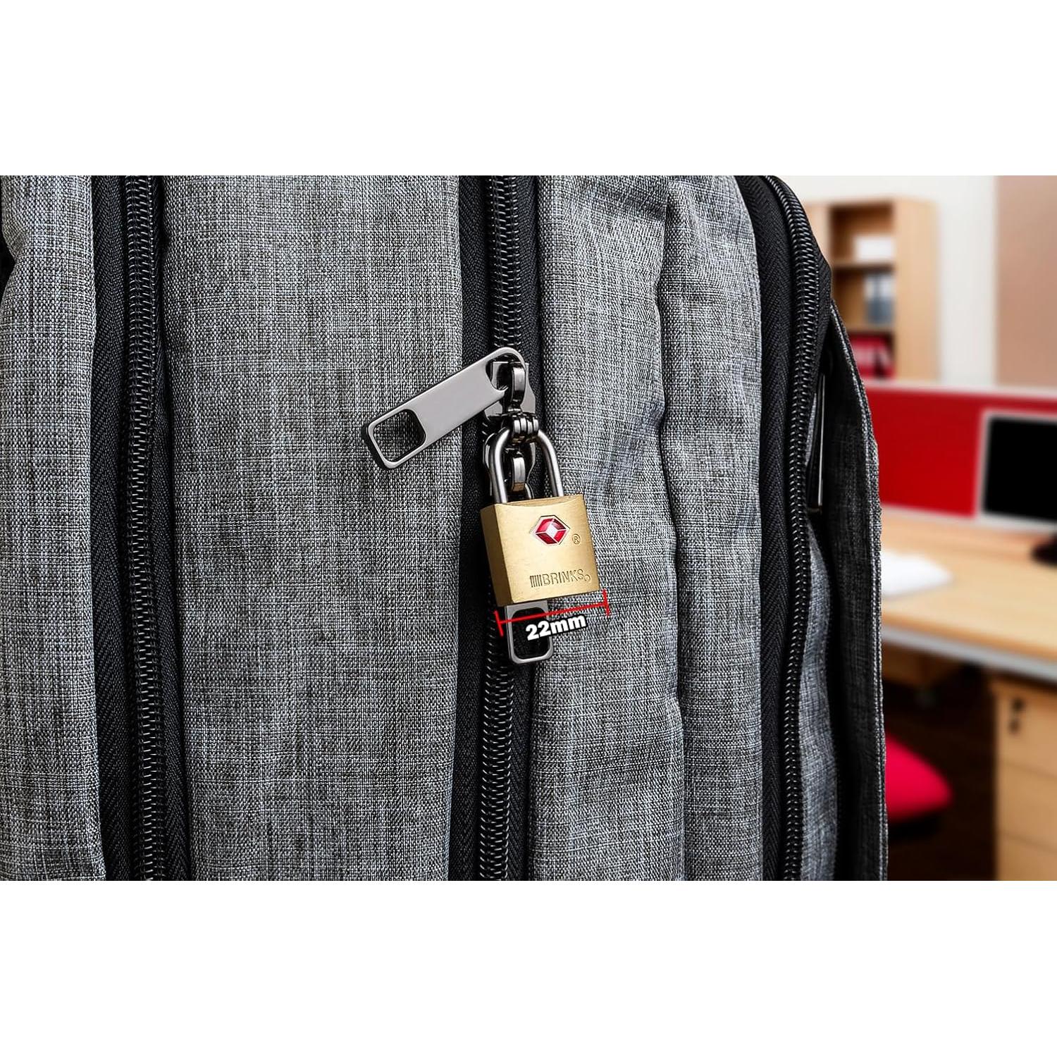 Candado TSA BRINKS 22mm Latón Sólido Niquelado Paquete 4