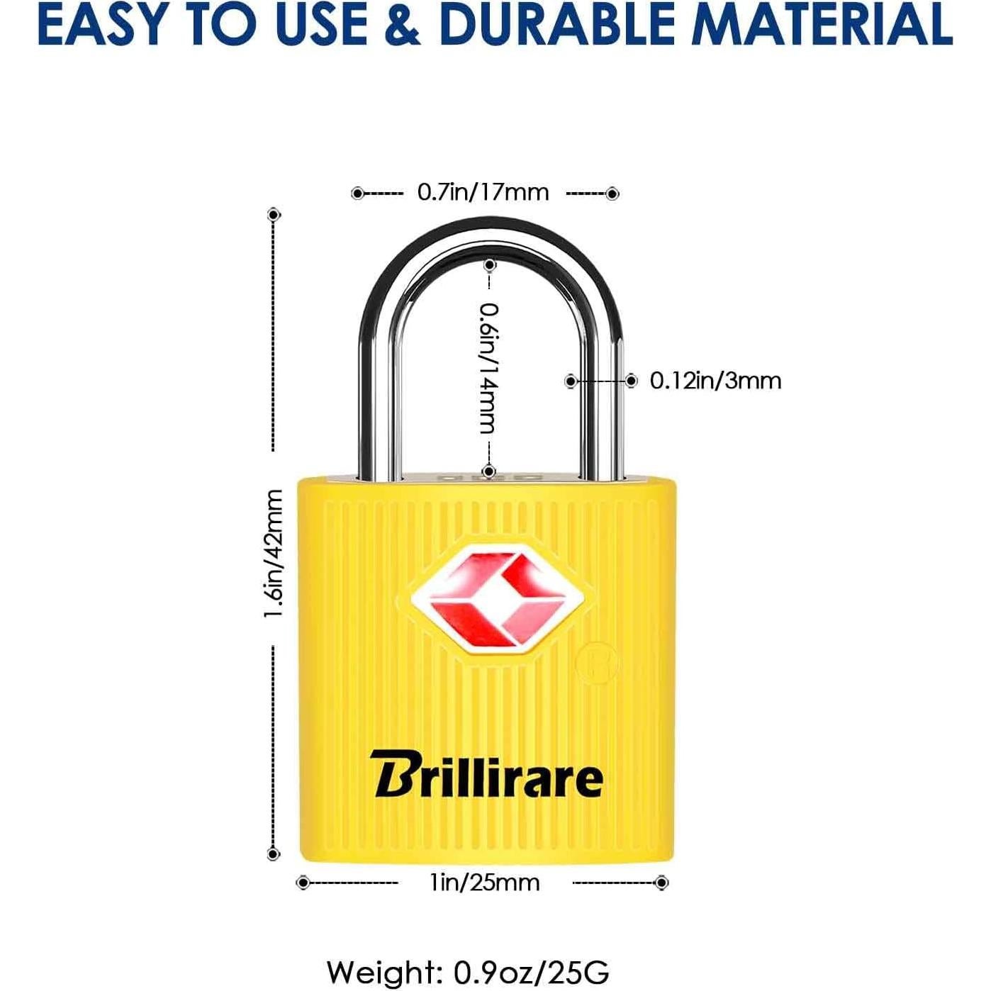 4 Candados de Equipaje TSA Brillirare Amarillo, 22.68g