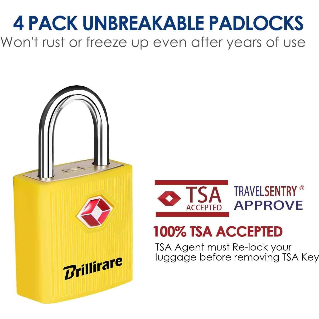 4 Candados de Equipaje TSA Brillirare Amarillo, 22.68g