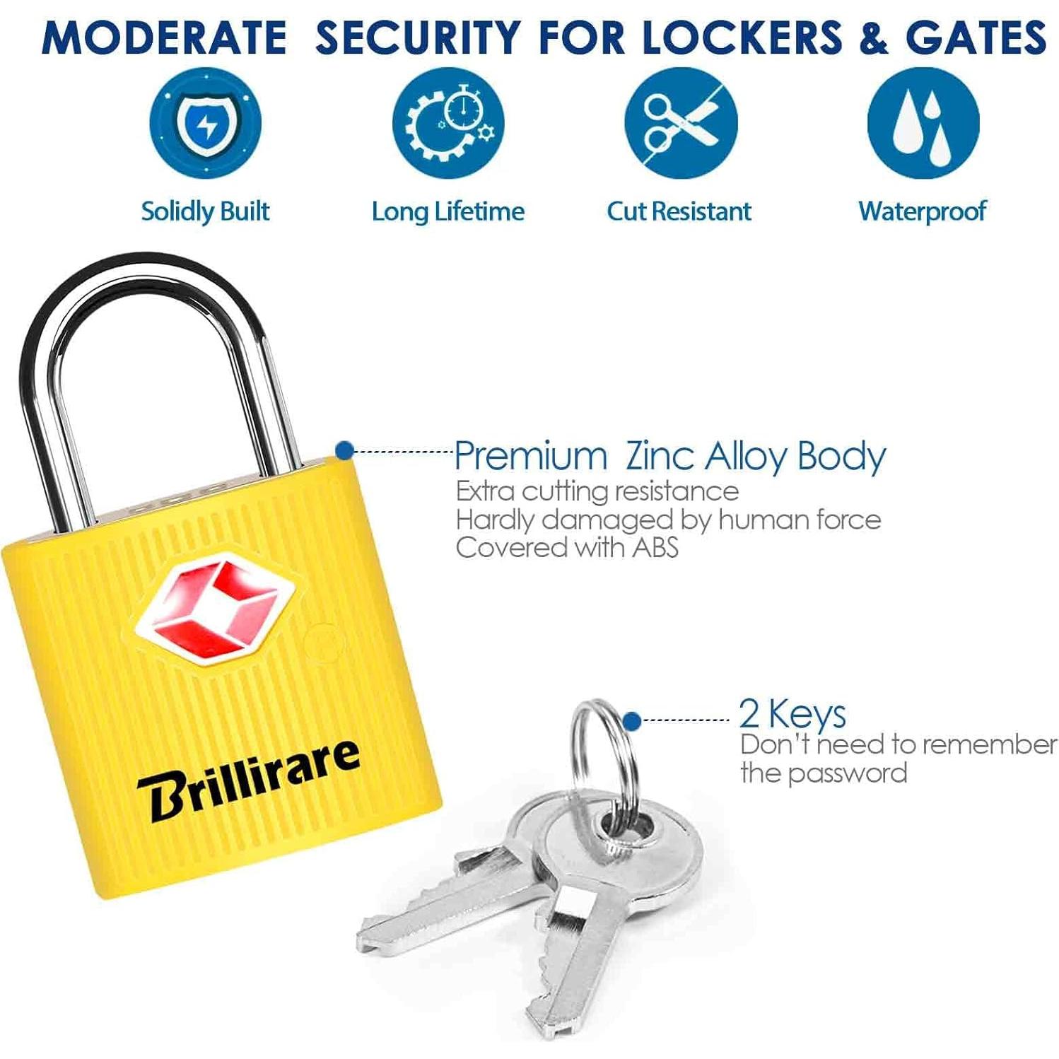 4 Candados de Equipaje TSA Brillirare Amarillo, 22.68g