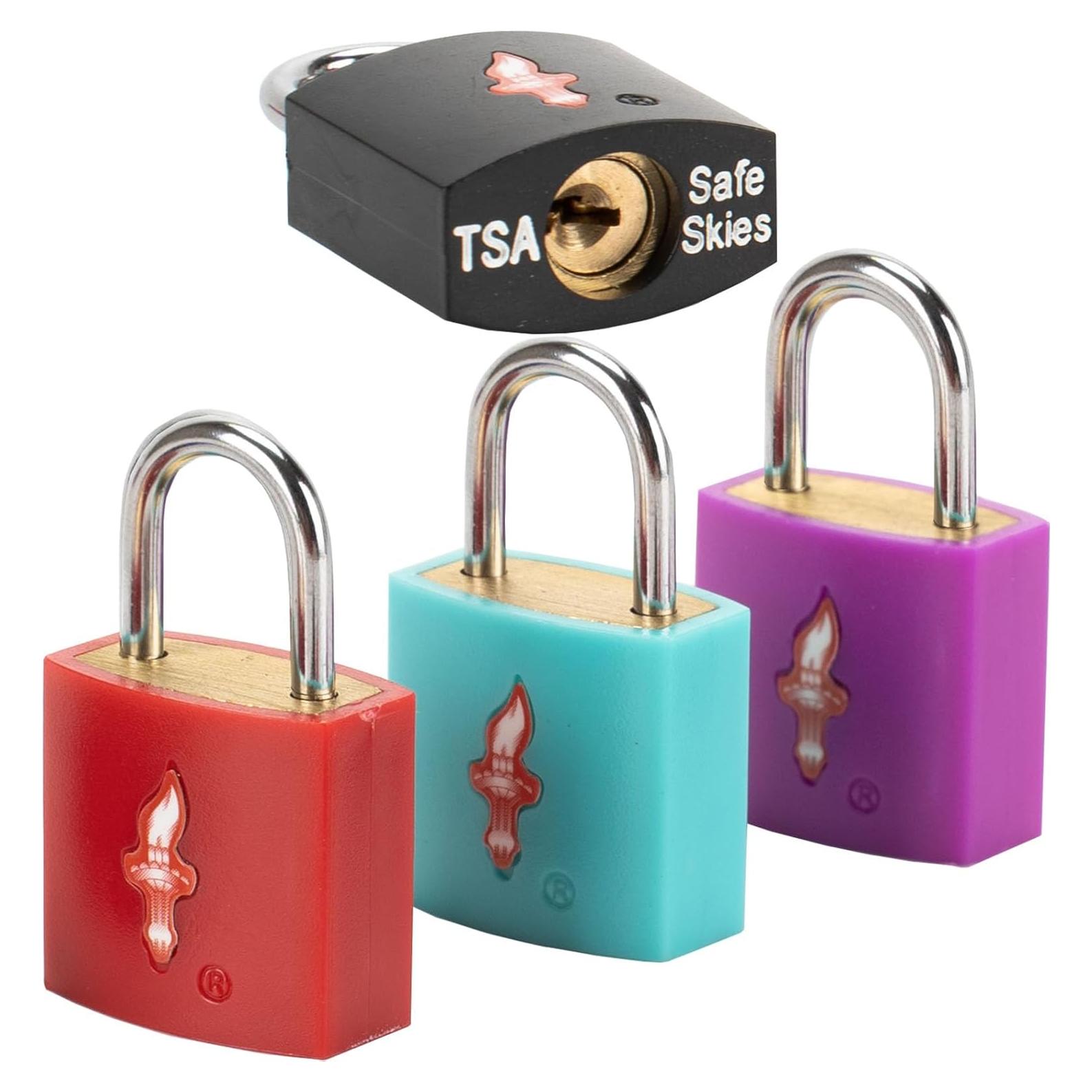 4 Candados Cuadrados Neón TSA DUALCROWN para Maletas