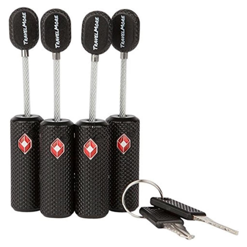 4 Candados de Equipaje TSA TravelMore - Llave, Zinc, Negro