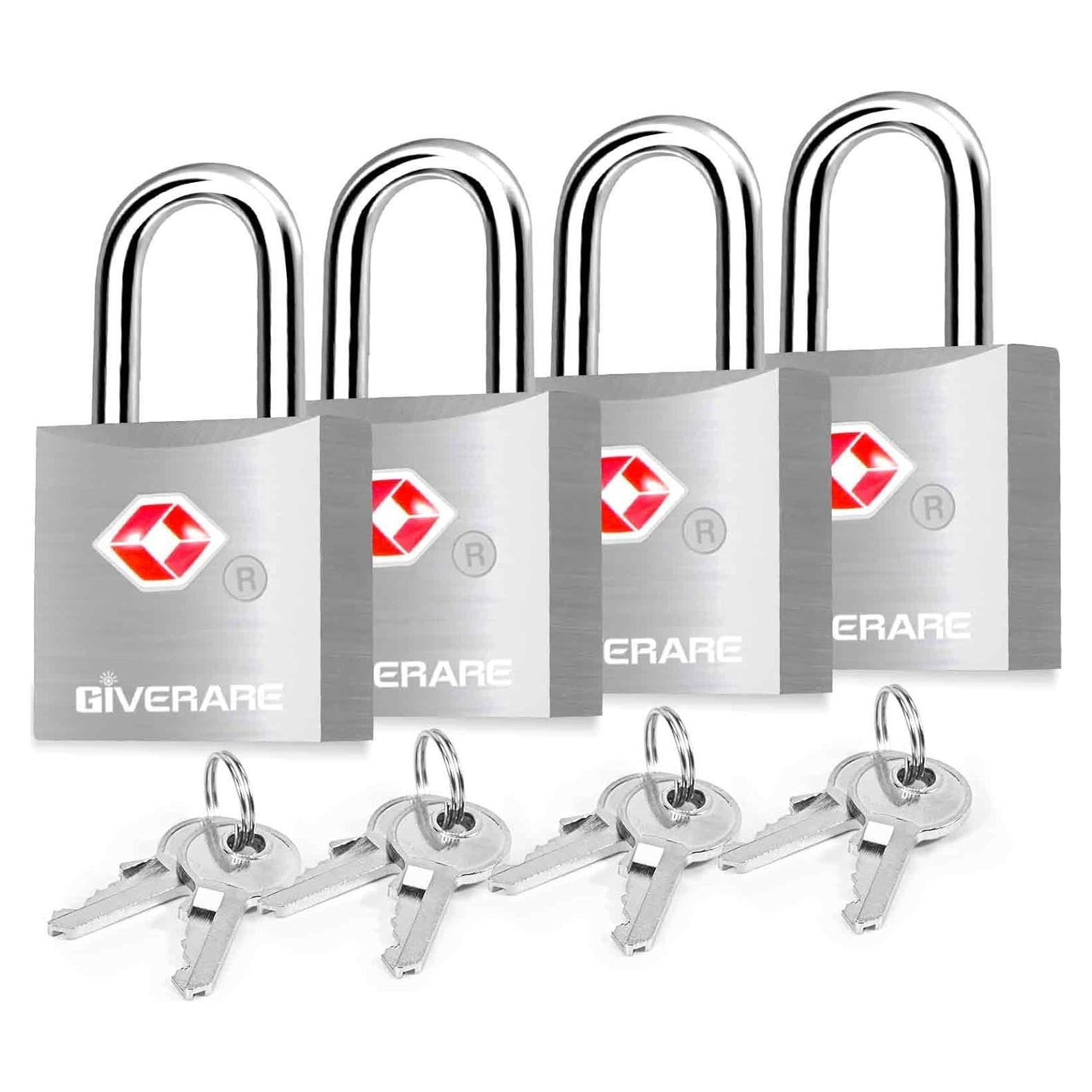 Pack de 4 Candados de Equipaje GIVERARE Aprobados por TSA