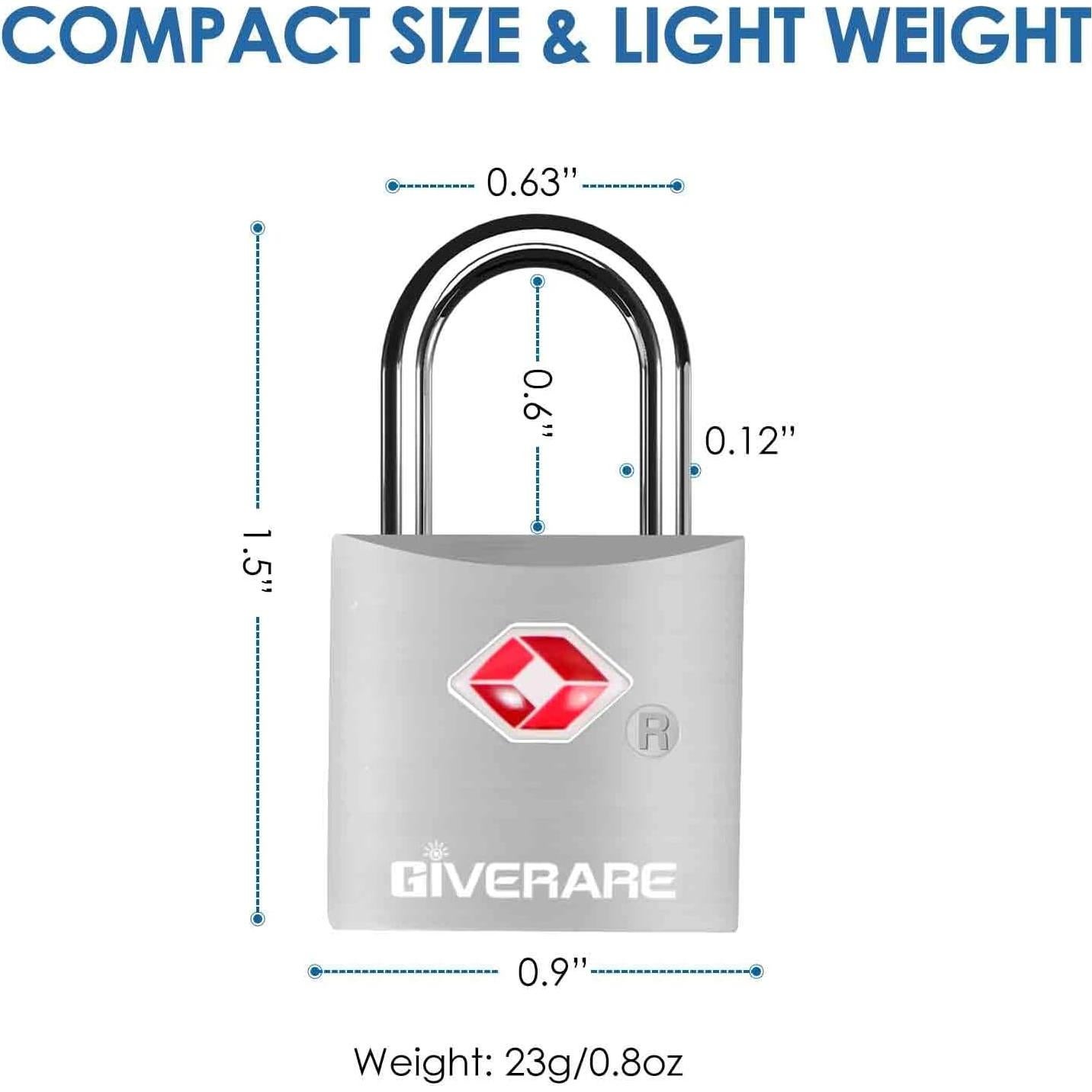 Pack de 4 Candados de Equipaje GIVERARE Aprobados por TSA