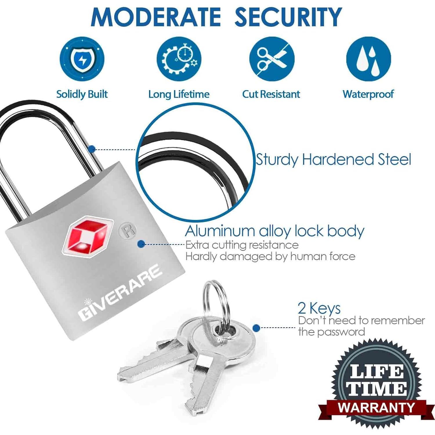 Pack de 4 Candados de Equipaje GIVERARE Aprobados por TSA