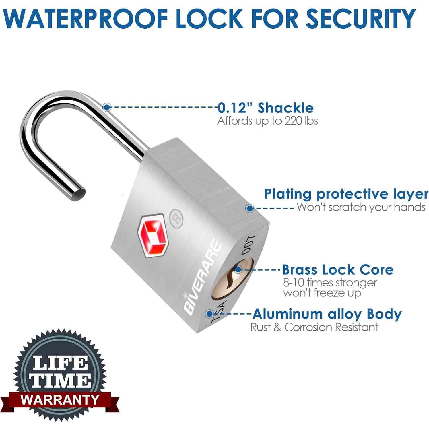 Pack de 4 Candados de Equipaje GIVERARE Aprobados por TSA