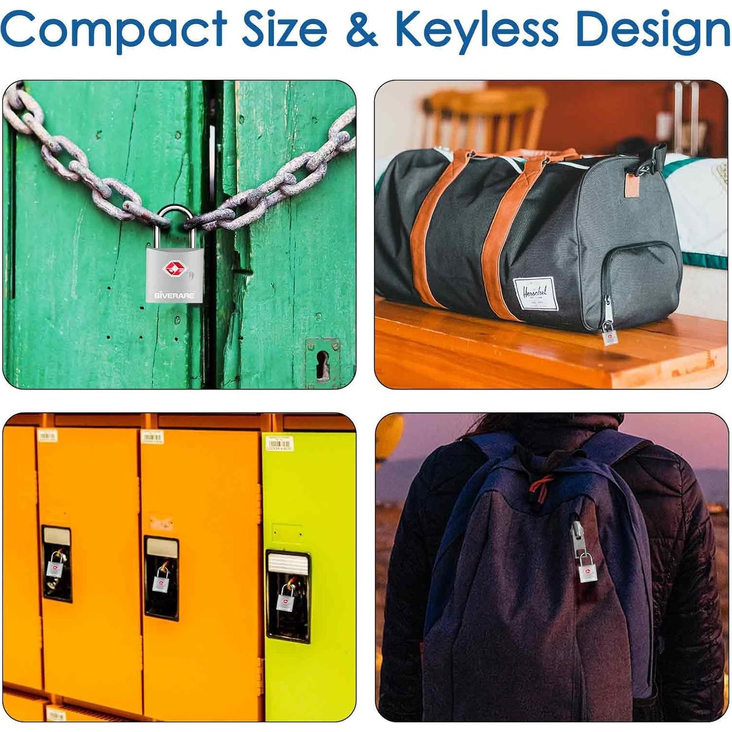 Pack de 4 Candados de Equipaje GIVERARE Aprobados por TSA