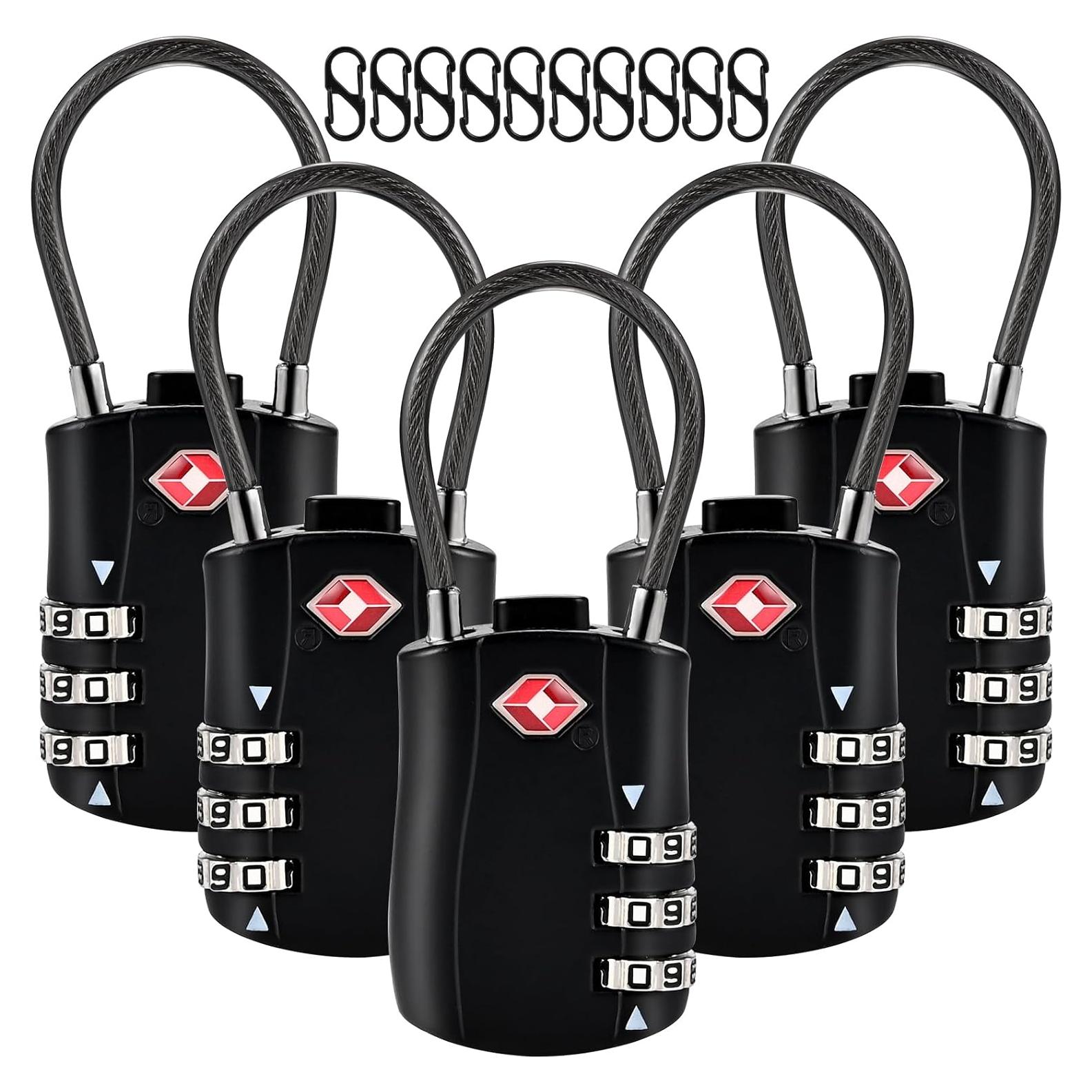 5 Candados TSA Locilot con 10 Candados de Cremallera - Alta Seguridad