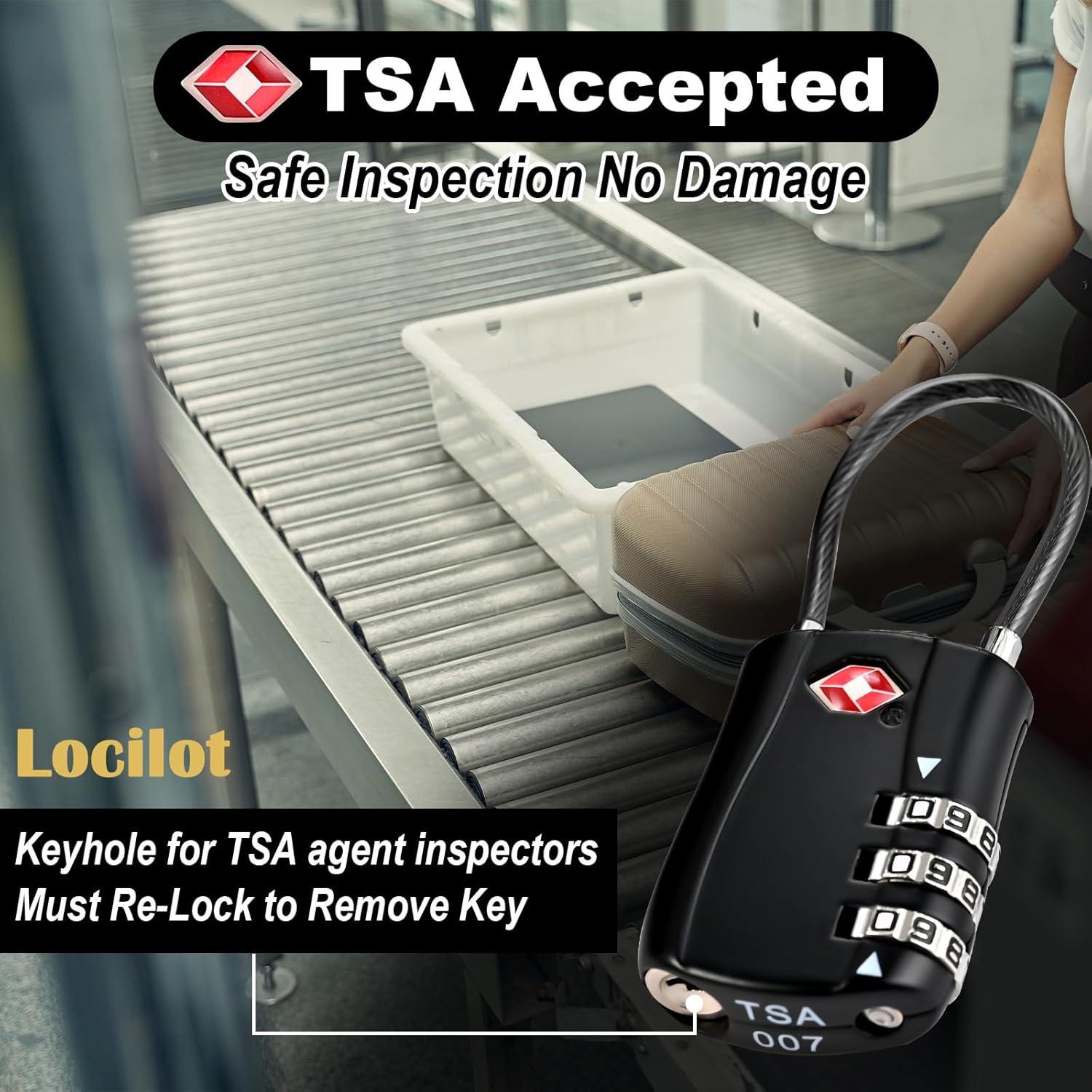 5 Candados TSA Locilot con 10 Candados de Cremallera - Alta Seguridad