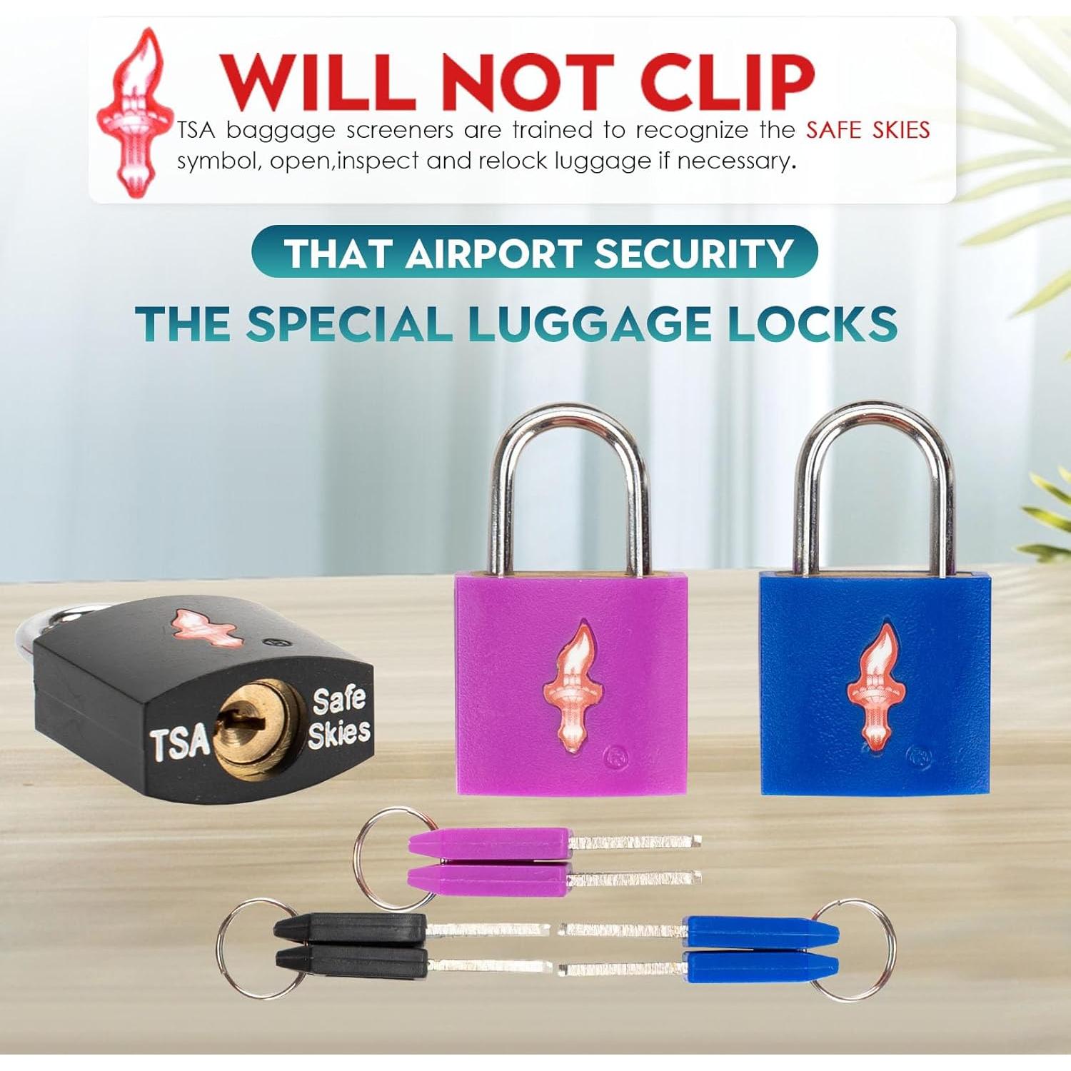 Candados de Viaje TSA 4 Pack - 2 Negros y 2 Azules