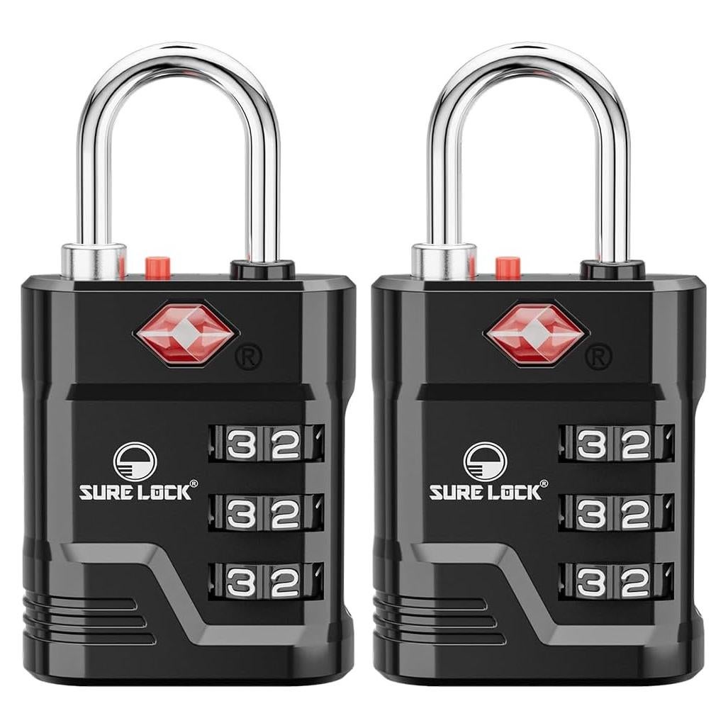 Candados TSA Sure Lock para Equipaje - 2 Piezas, Negro